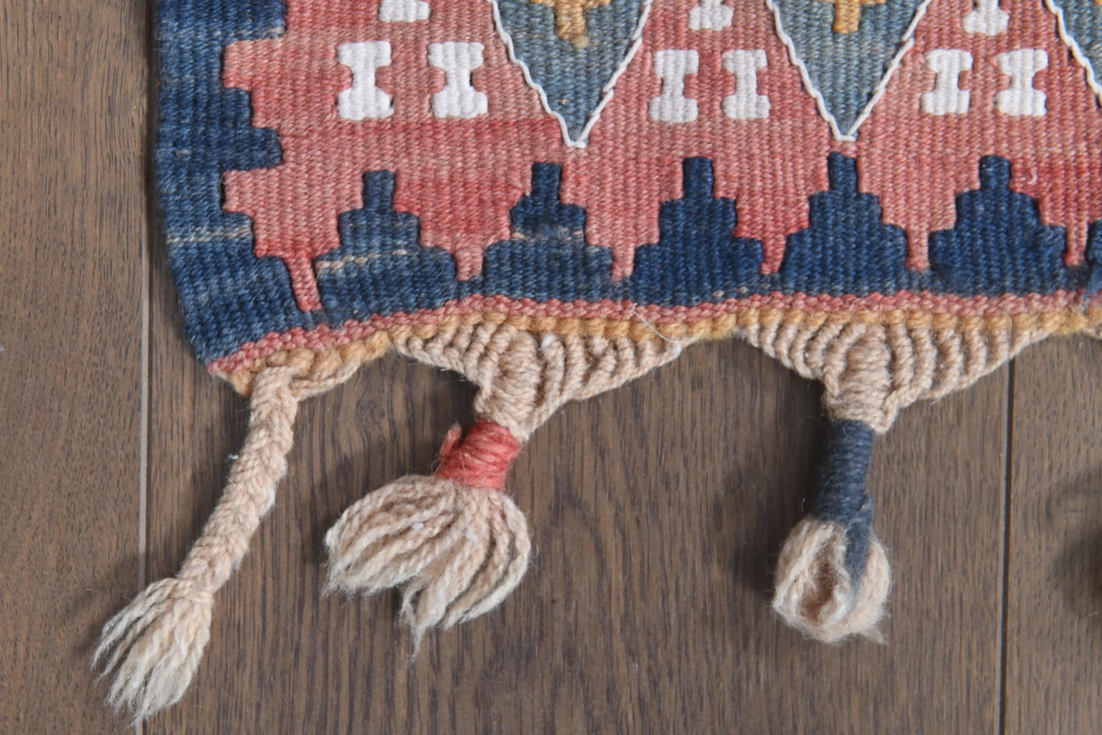 Shahmaran Motif Vintage Turkish Handmade Wool Cotton Orange Kilim Rug - 10