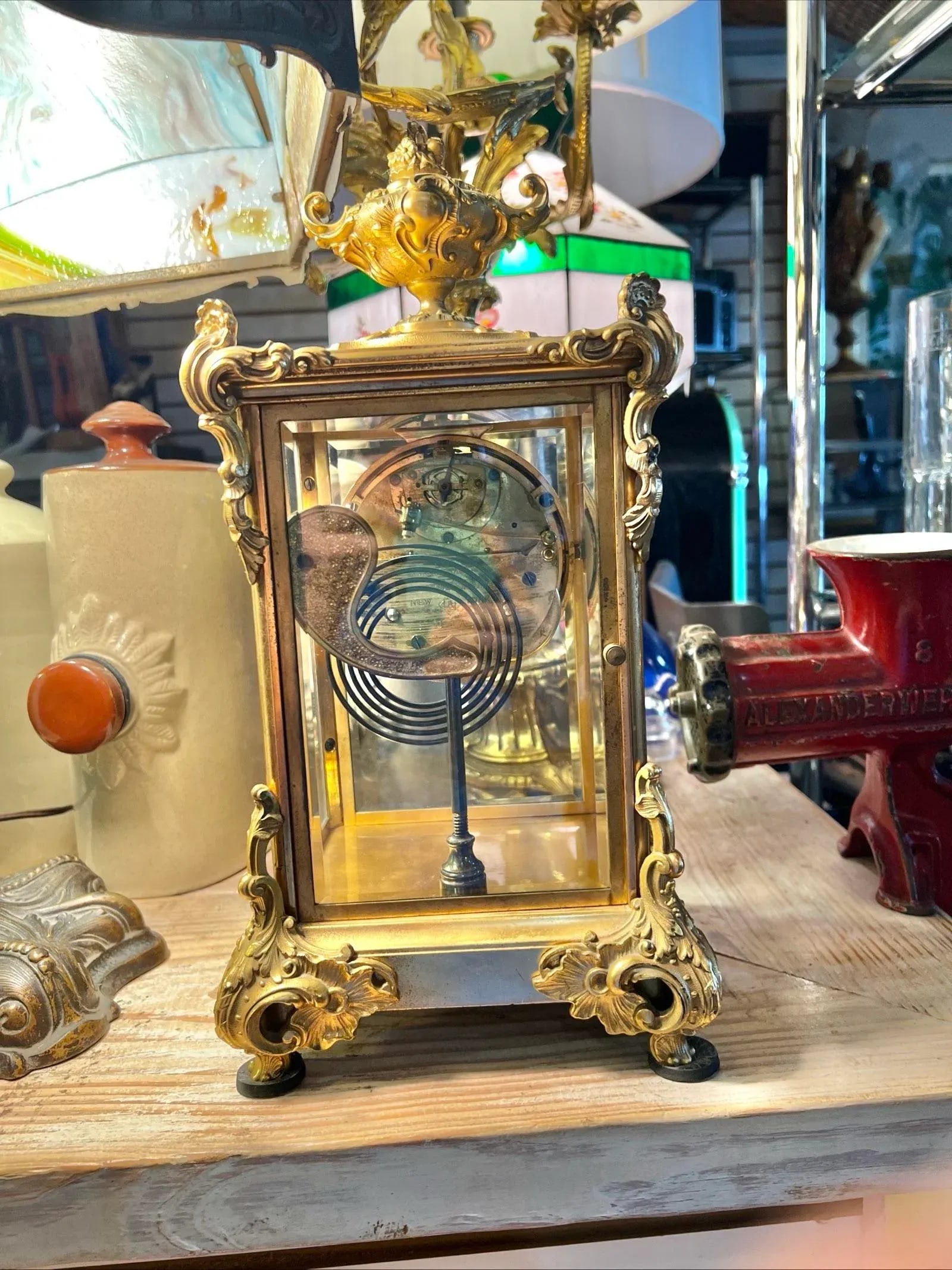 Vintage Ansonia Brass Mantle Clock - 7