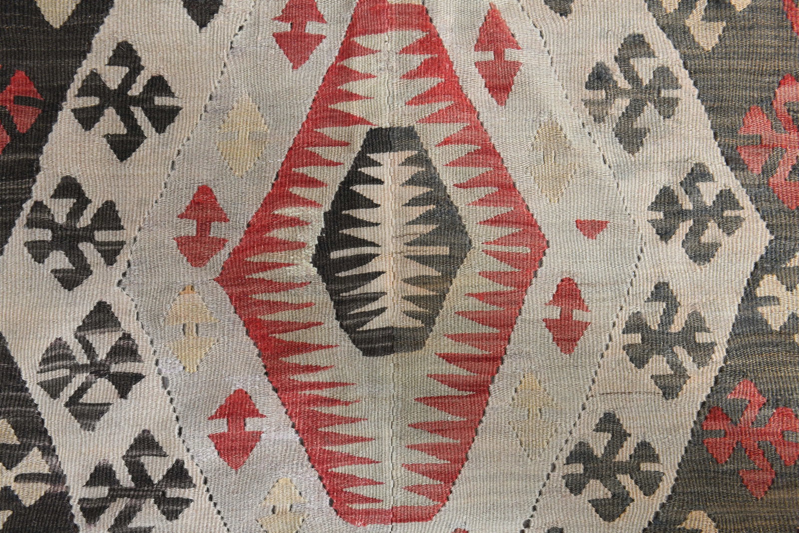 1970s Turkish Oushak Handmade Wool Cotton Red Kilim Runner Rug - 7