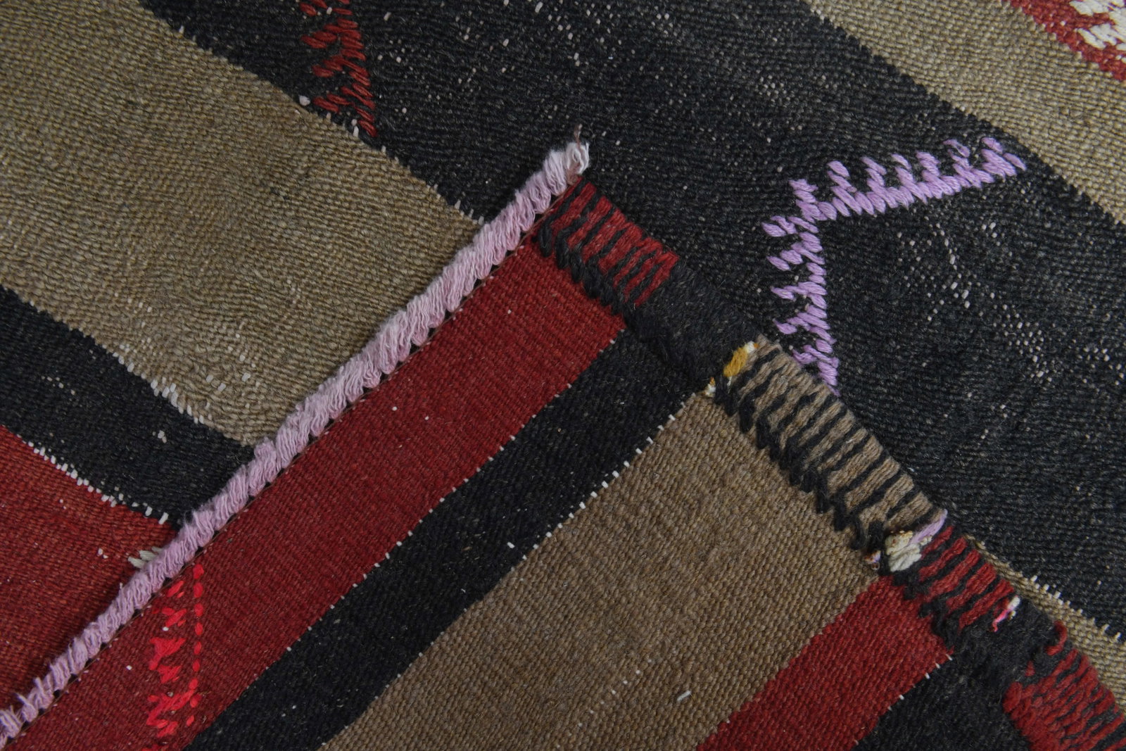 1970s Turkish Oushak Handmade Wool Cotton Red Brown Kilim Runner Rug - 7