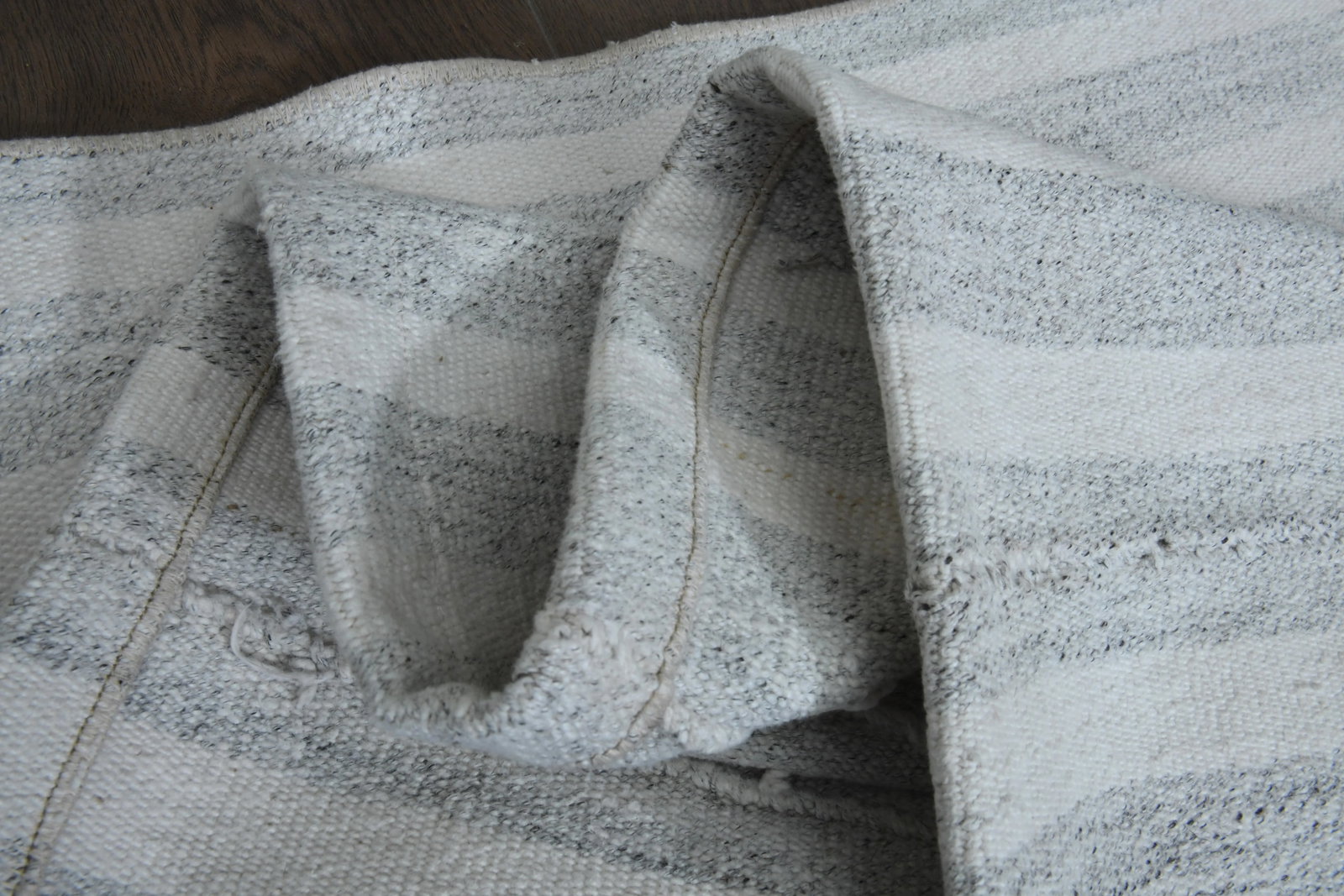 1970s Turkish Oushak Handmade Wool Cotton Beige Kilim Runner Rug - 3