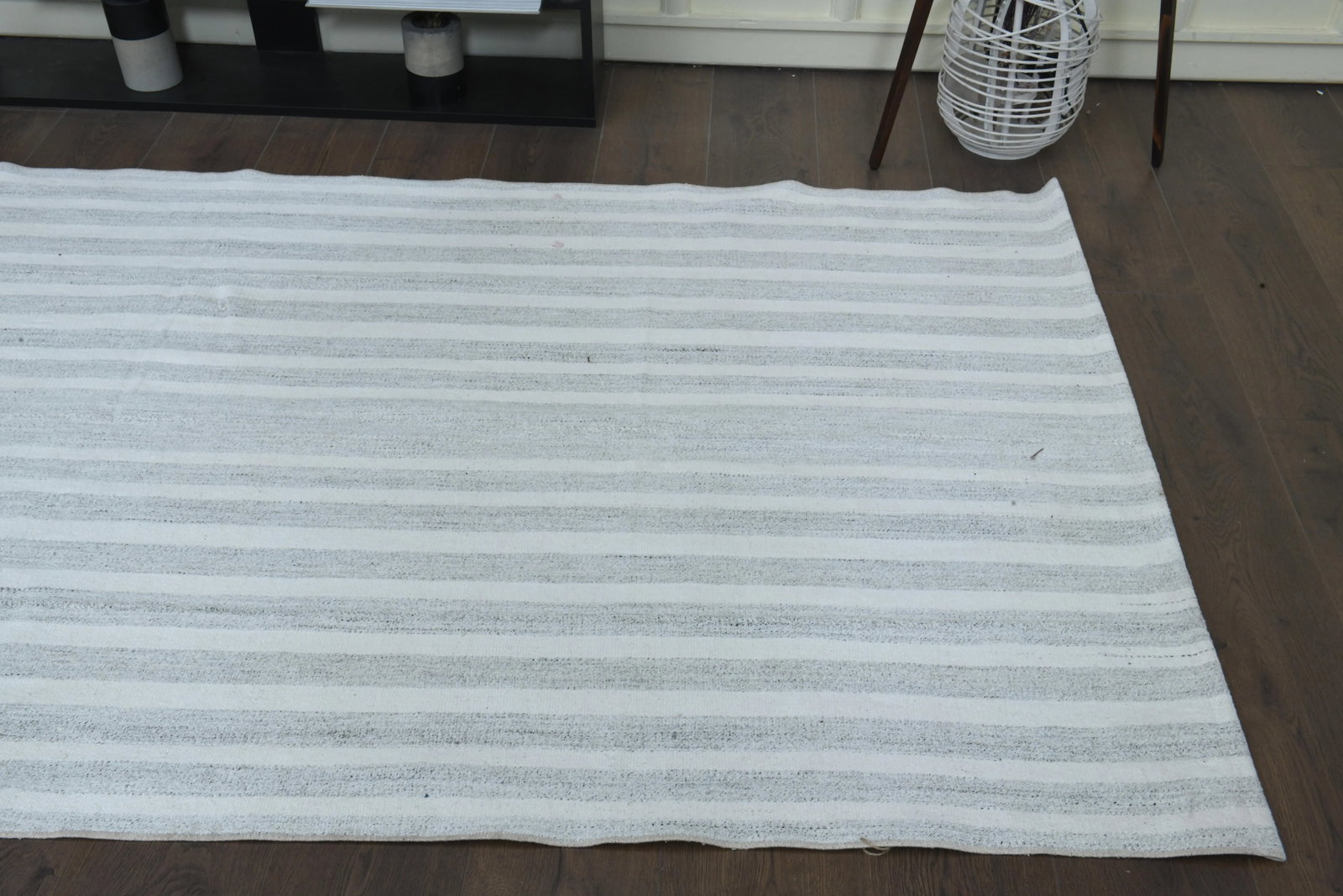 1970s Turkish Oushak Handmade Wool Cotton Beige Kilim Runner Rug - 8