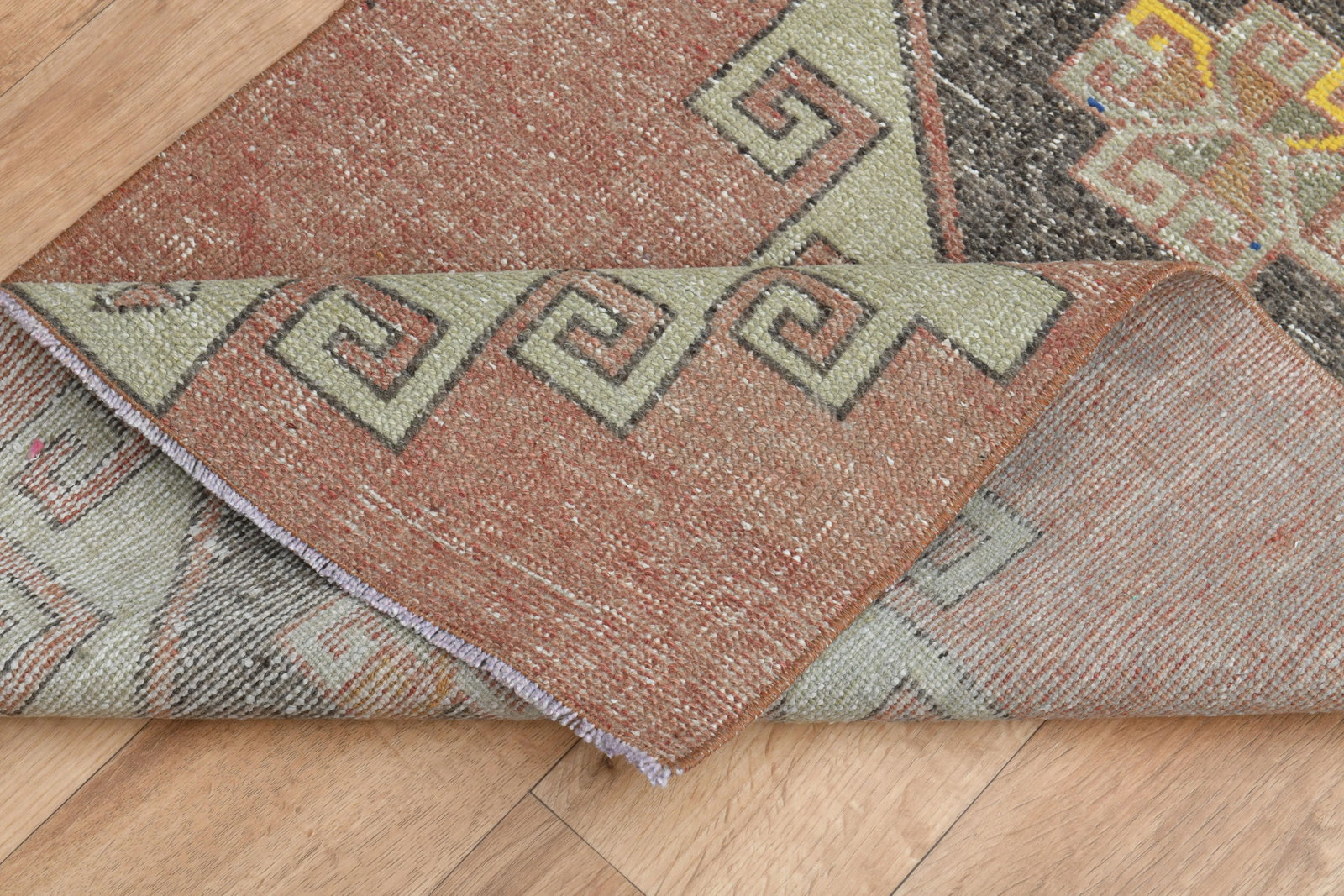 1970s Turkish Oushak Handmade Wool Cotton Orange Runner Rug - 3