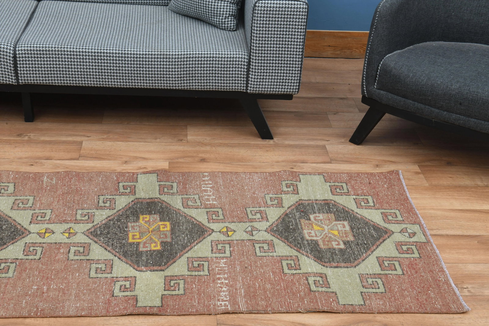 1970s Turkish Oushak Handmade Wool Cotton Orange Runner Rug - 6