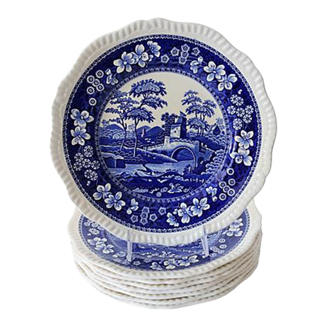 Copeland Spode "Blue Tower" Dinner Plates, Set of 8 (1 of 2)
