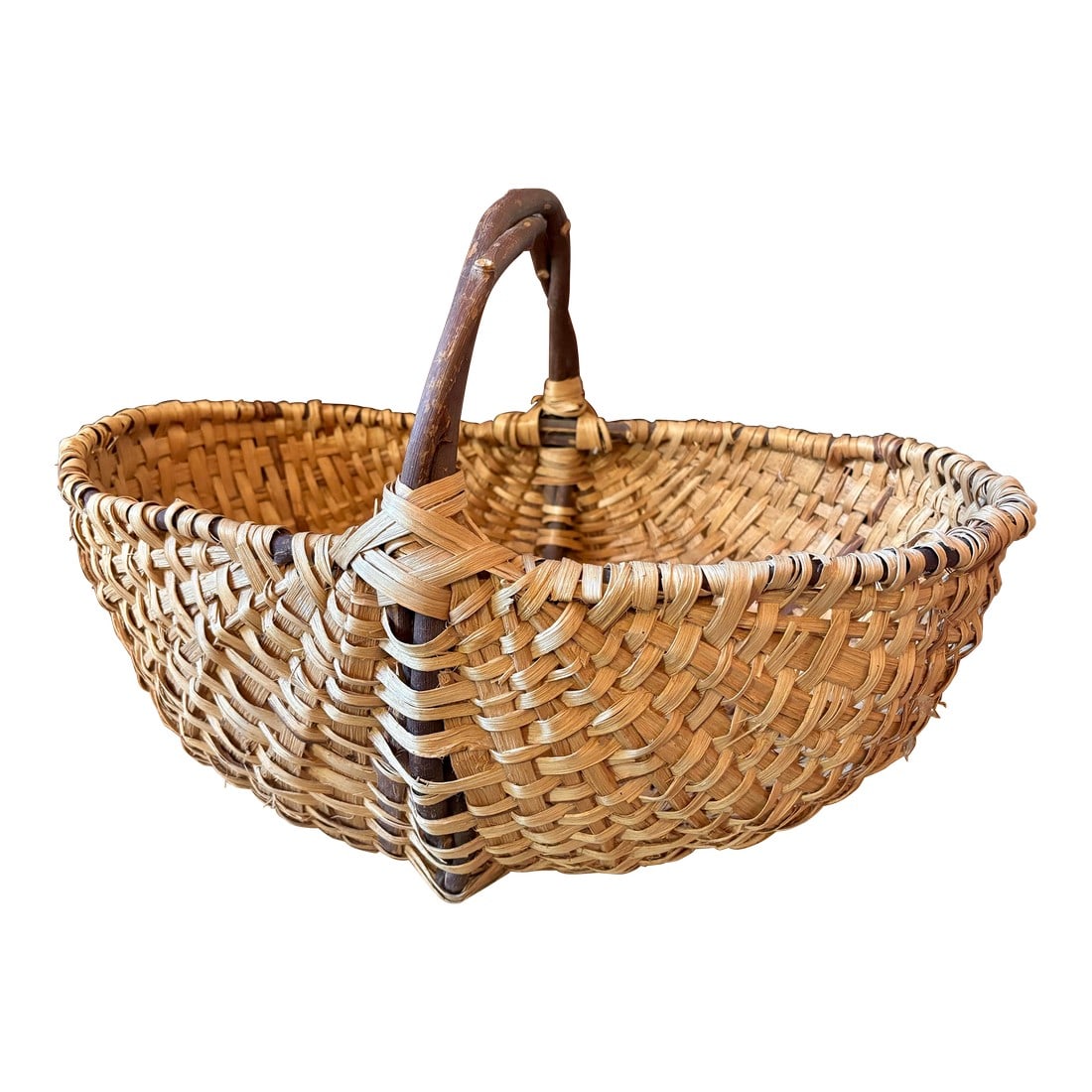 Antique Extra Large Market Basket With Twig Handle (1 of 11)