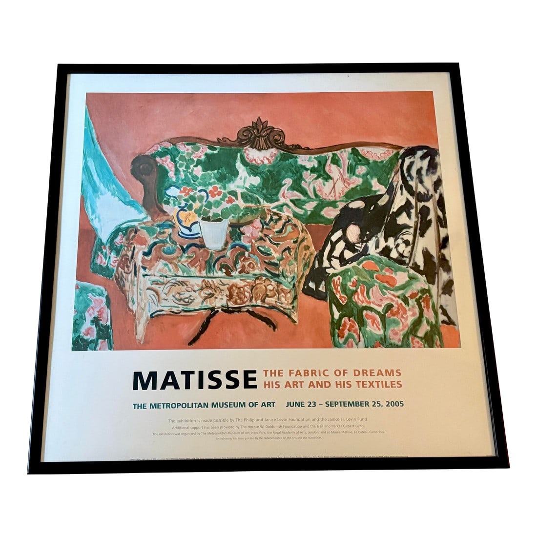 Henri Matisse 2005 Lithograph Print Framed Original Museum Exhibition Poster "Seville Still Life" 19: This rare Henri Matisse 2005 museum exhibition lithograph print, featuring his oil painting "Seville Still Life" 1910, was published by The Metropolitan Museum of Art in New York City and printed in