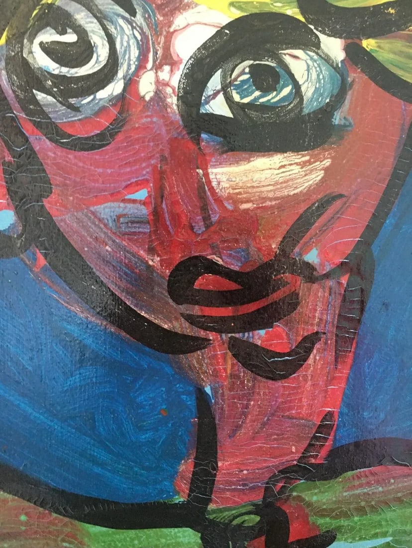 1980s Cubist Style Abstract Acrylic Painting by Peter Keil - 4