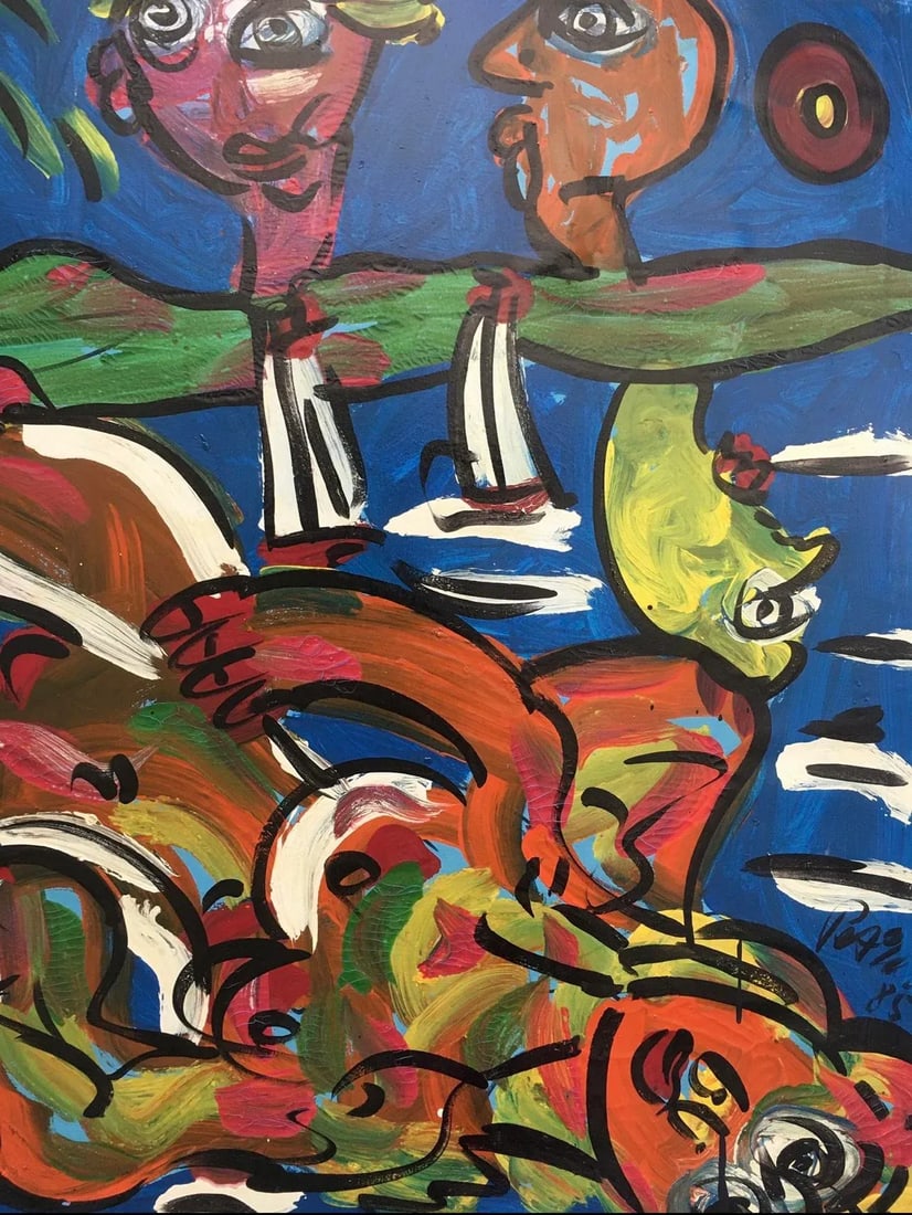 1980s Cubist Style Abstract Acrylic Painting by Peter Keil - 7