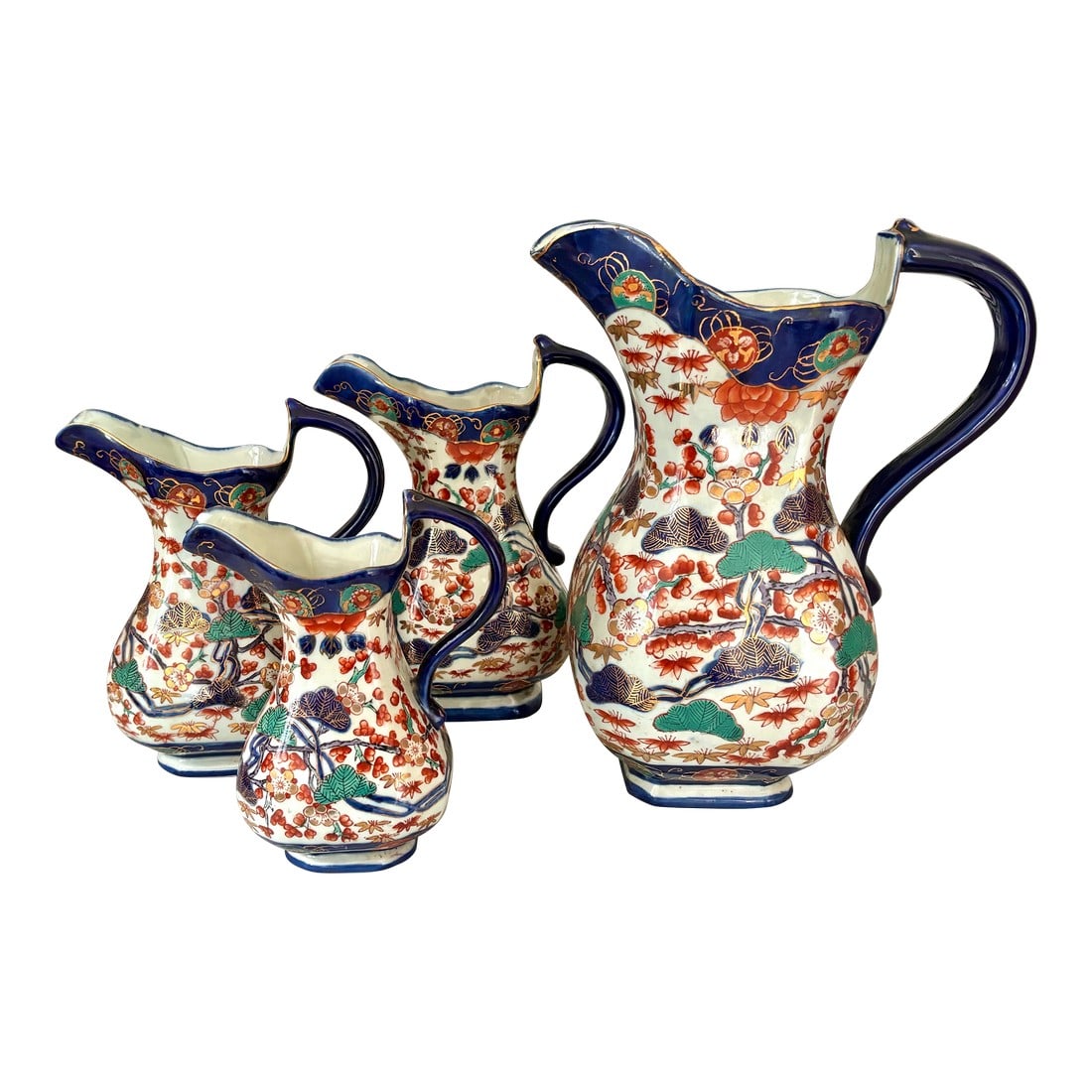 Victorian Imari Style Ironstone Pitchers, Set of 4 (1 of 11)
