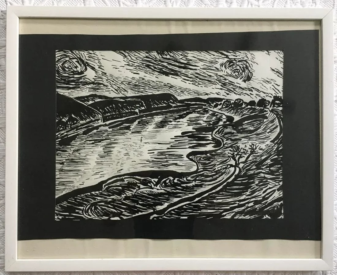 1960s "Palma De Mallorca" Black and White Pencil Drawing by Peter Keil, Framed - 6