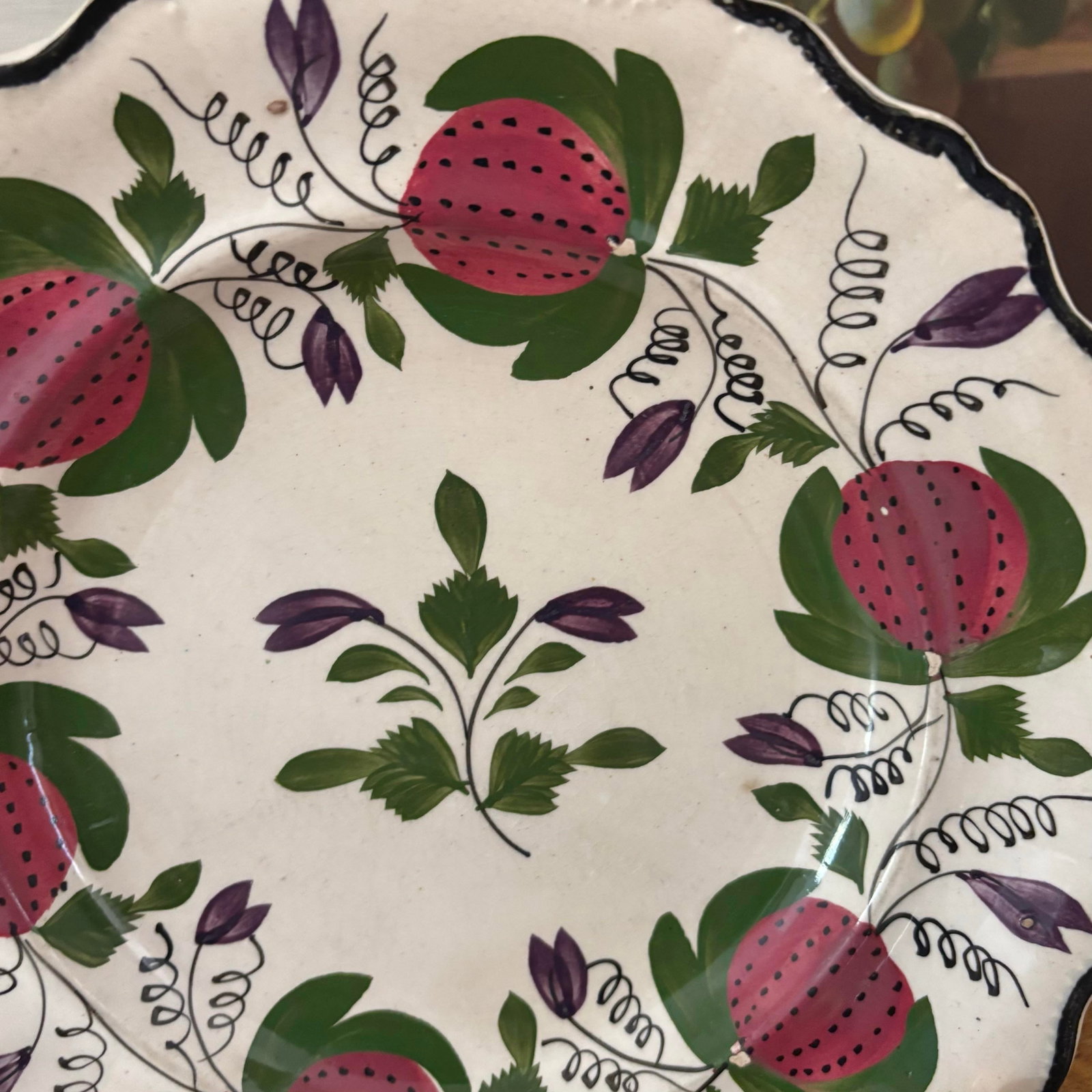 Fine 1830s Staffordshire Whiteware Strawberry Pattern 9" Plate - 5