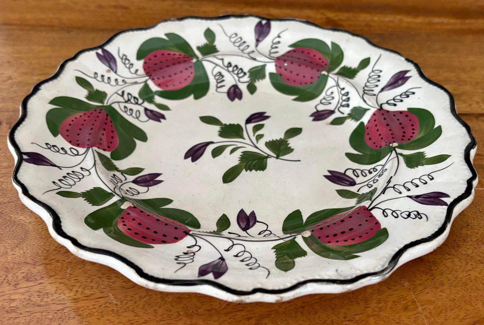 Fine 1830s Staffordshire Whiteware Strawberry Pattern 9" Plate - 6