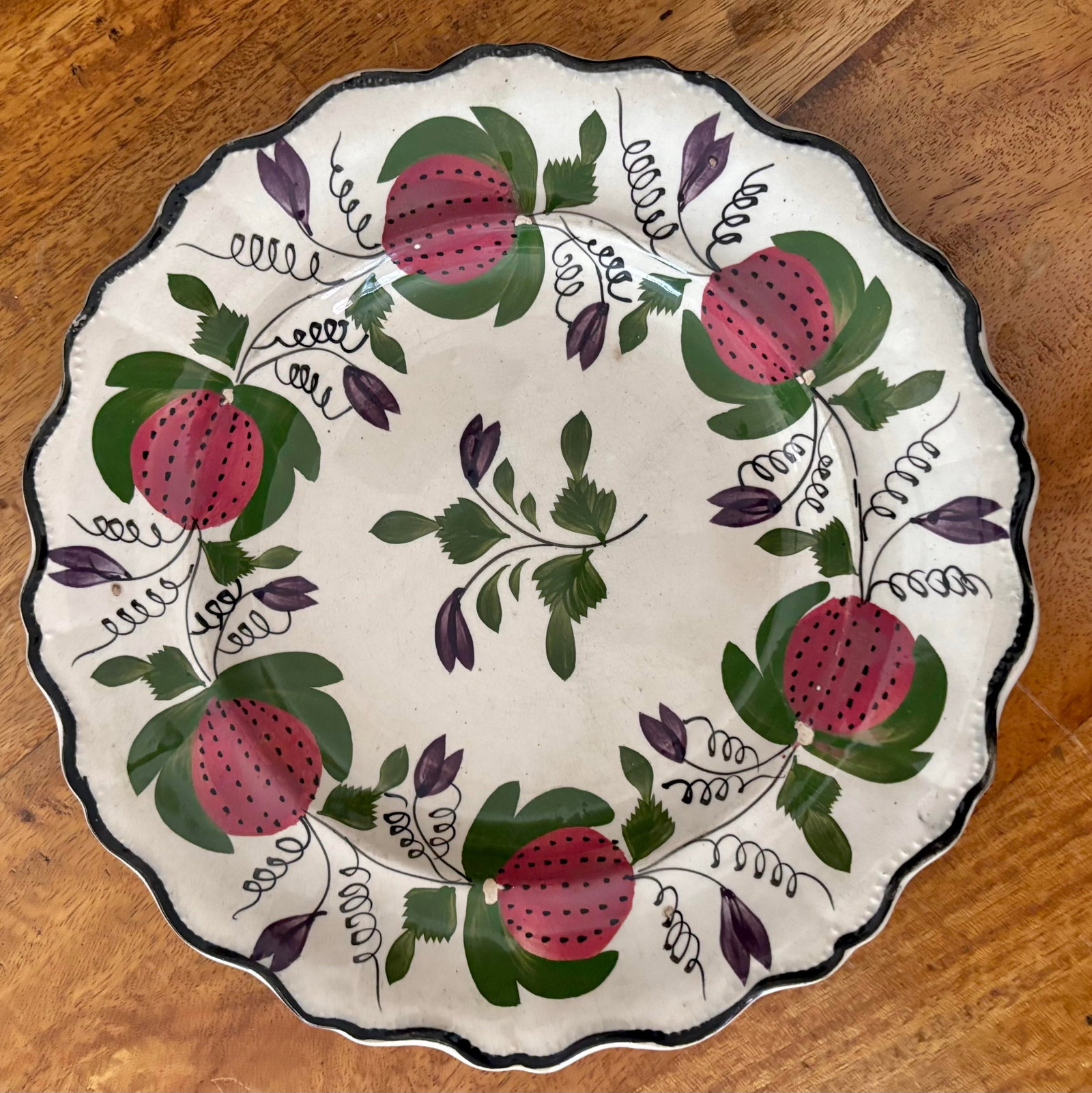 Fine 1830s Staffordshire Whiteware Strawberry Pattern 9" Plate - 8