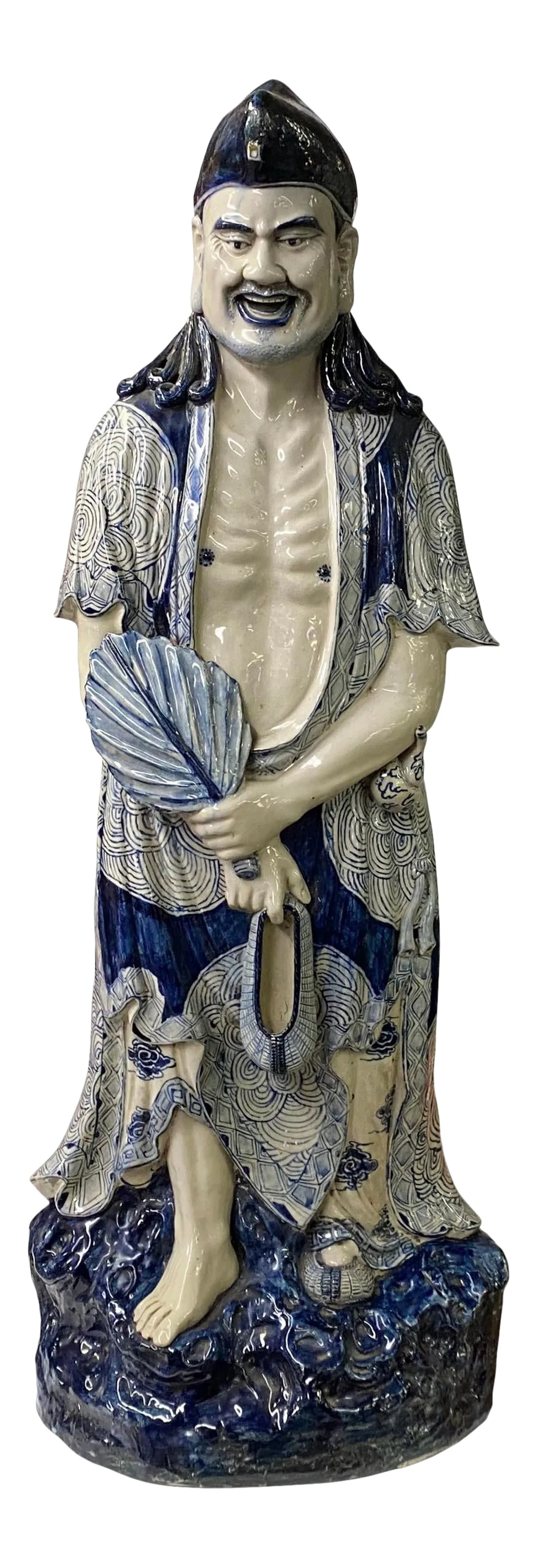 Chinese Porcelain Ji Gong /Chan Master Daoji / Beggar Buddha Figure Statue