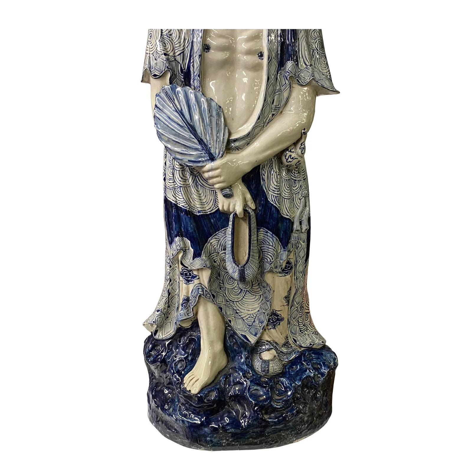 Chinese Porcelain Ji Gong /Chan Master Daoji / Beggar Buddha Figure Statue - 4