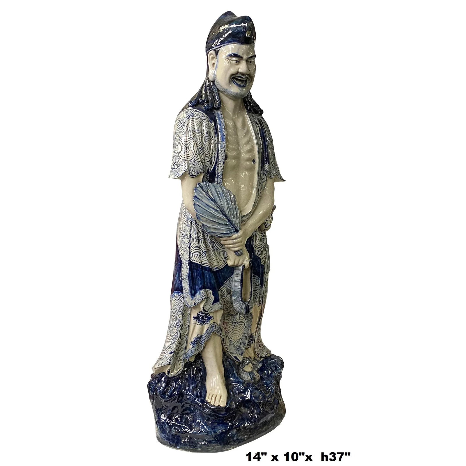 Chinese Porcelain Ji Gong /Chan Master Daoji / Beggar Buddha Figure Statue - 5