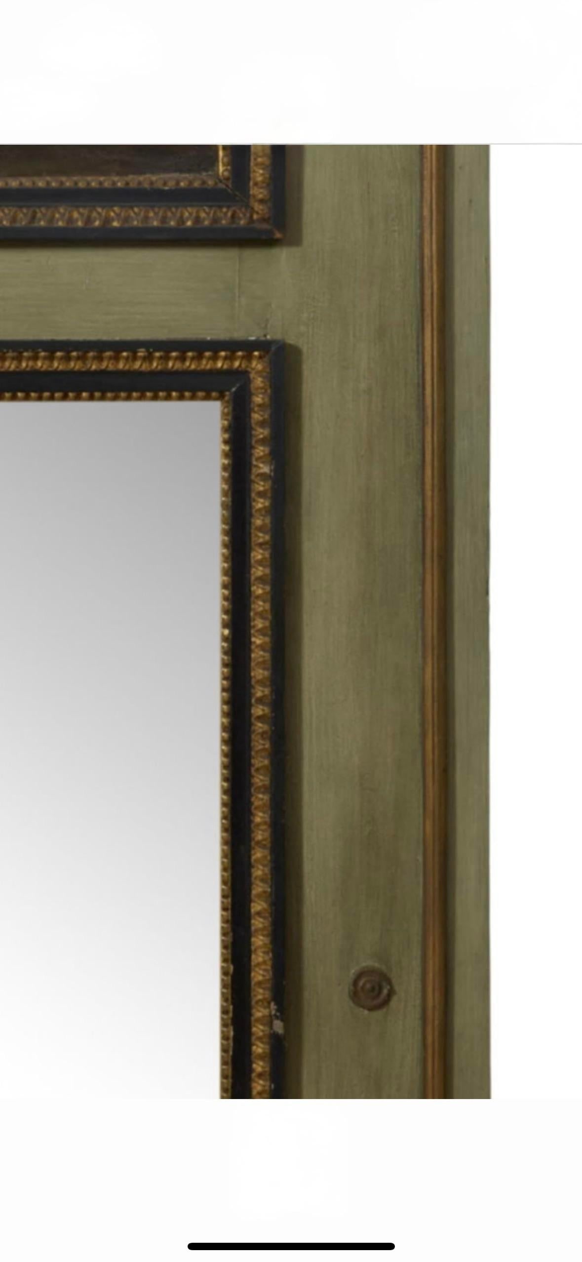 Antique French Verte Peinte Trumeau Mirror, 19th Century - 4