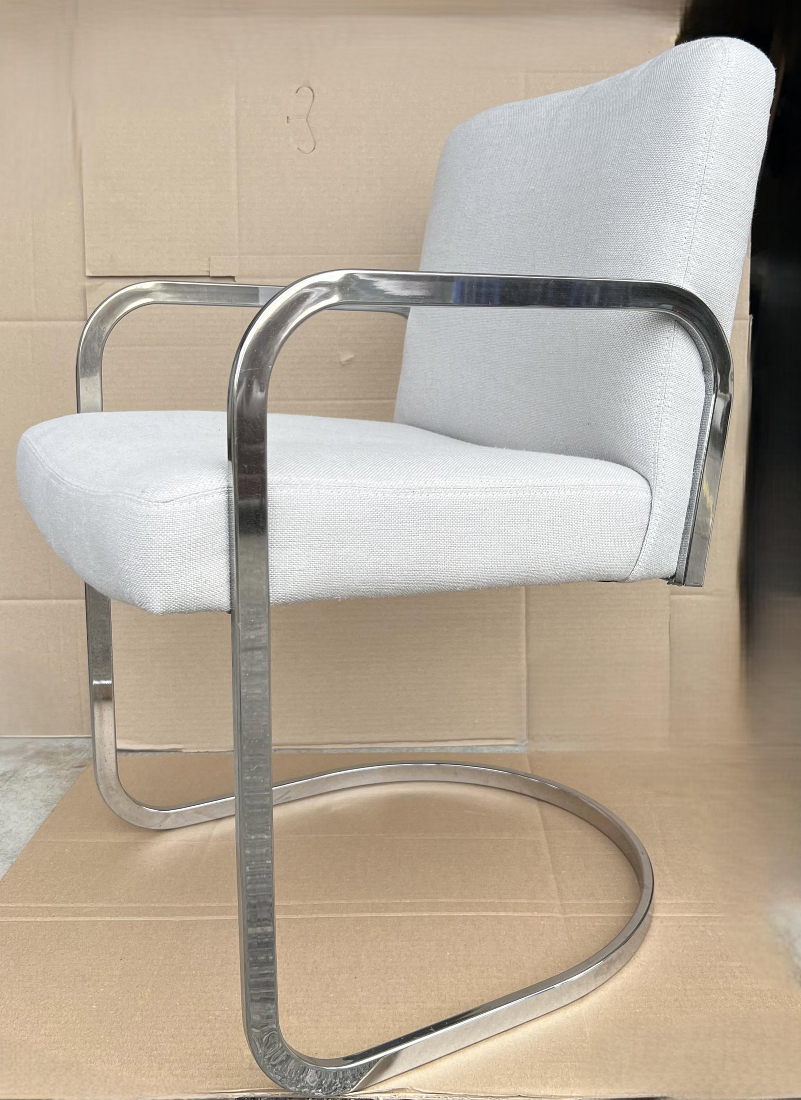 Set of 2 1960s Mid-Century Modern Chrome Cantilever Armchairs – Restored & Reupholstered - 13