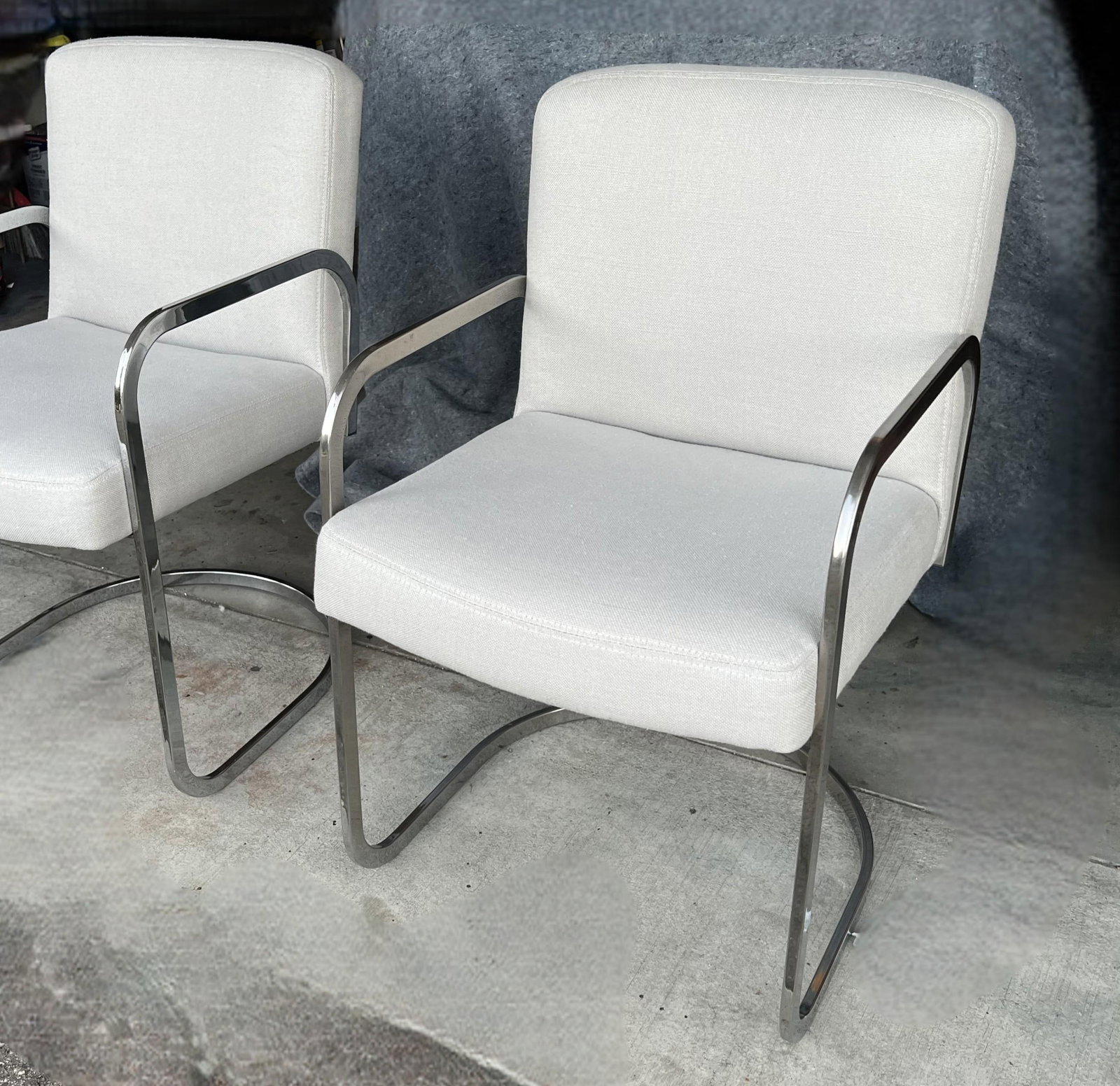 Set of 2 1960s Mid-Century Modern Chrome Cantilever Armchairs – Restored & Reupholstered - 14