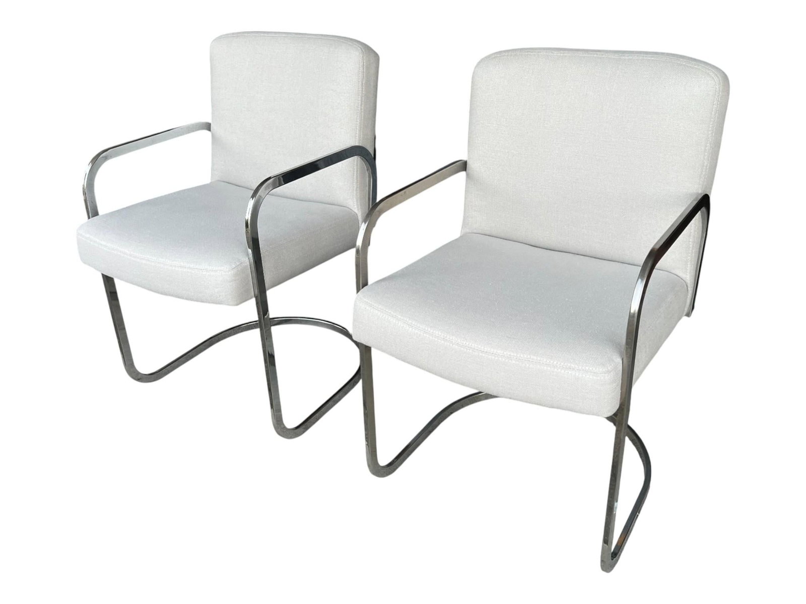 Set of 2 1960s Mid-Century Modern Chrome Cantilever Armchairs – Restored & Reupholstered - 2