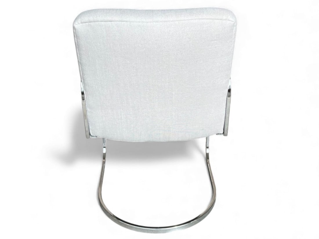 Set of 2 1960s Mid-Century Modern Chrome Cantilever Armchairs – Restored & Reupholstered - 5