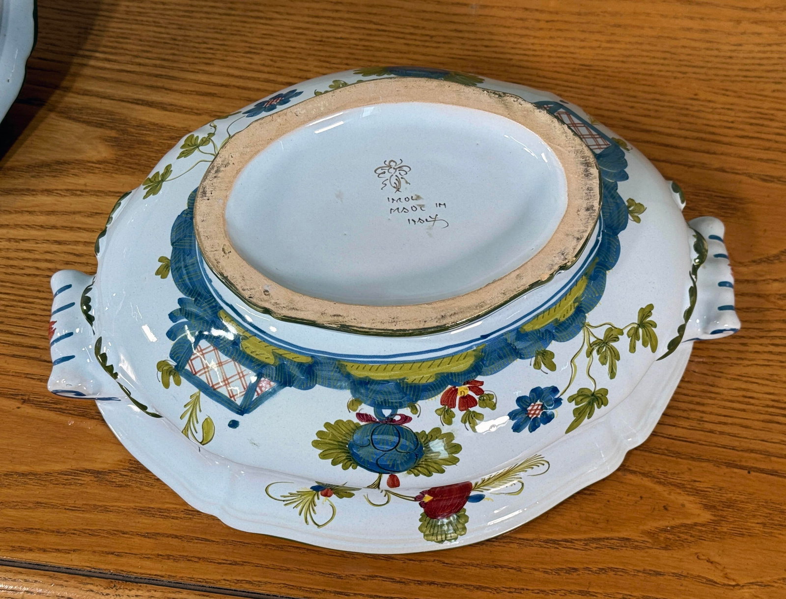 Vintage Hand Painted Floral Italian Faience Majolica Lidded Tureen - 8