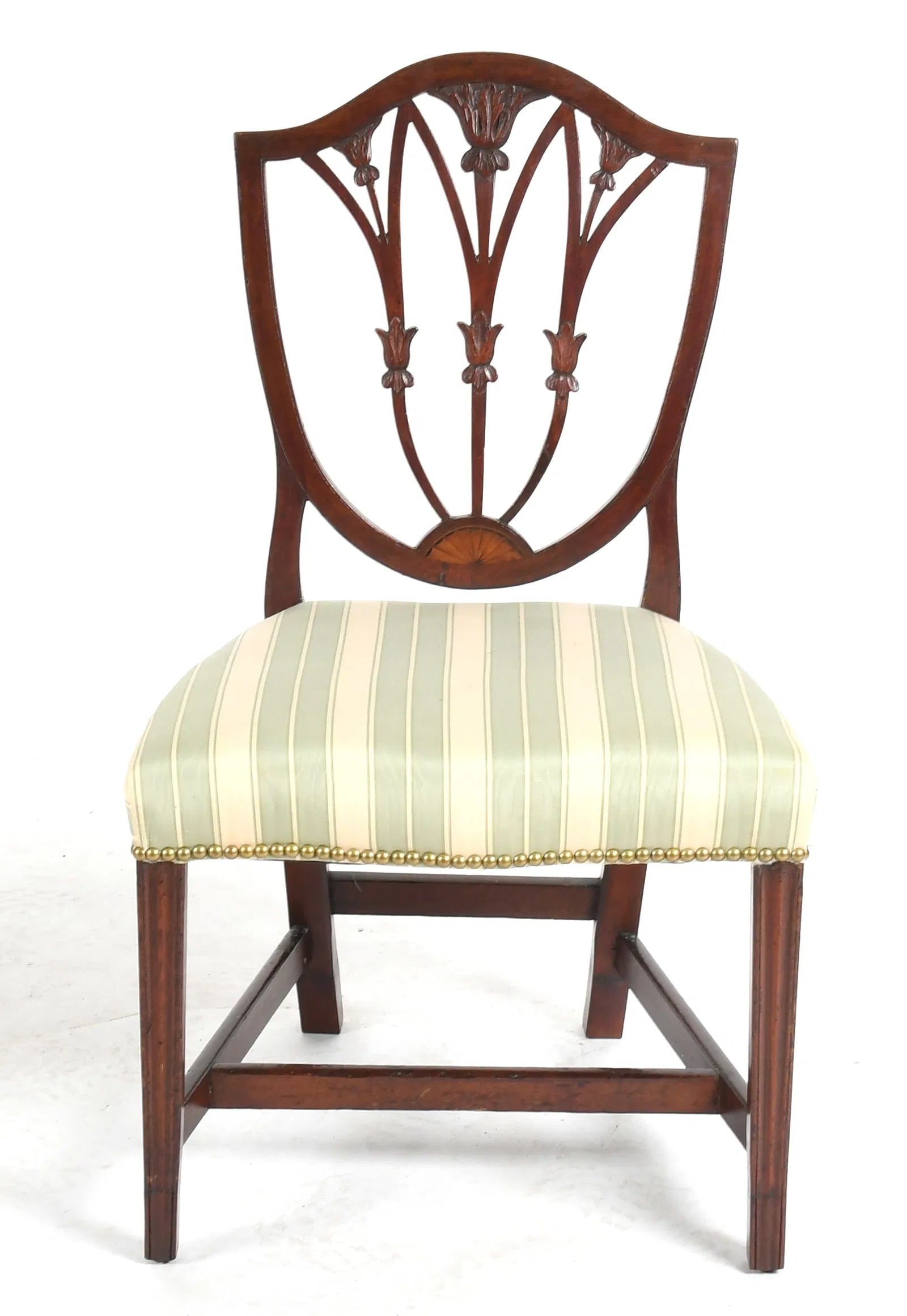 19c Shield Back Inlaid Mahogany Chairs (Pair) - 2