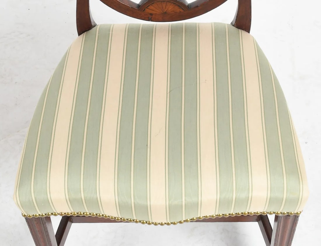 19c Shield Back Inlaid Mahogany Chairs (Pair) - 3