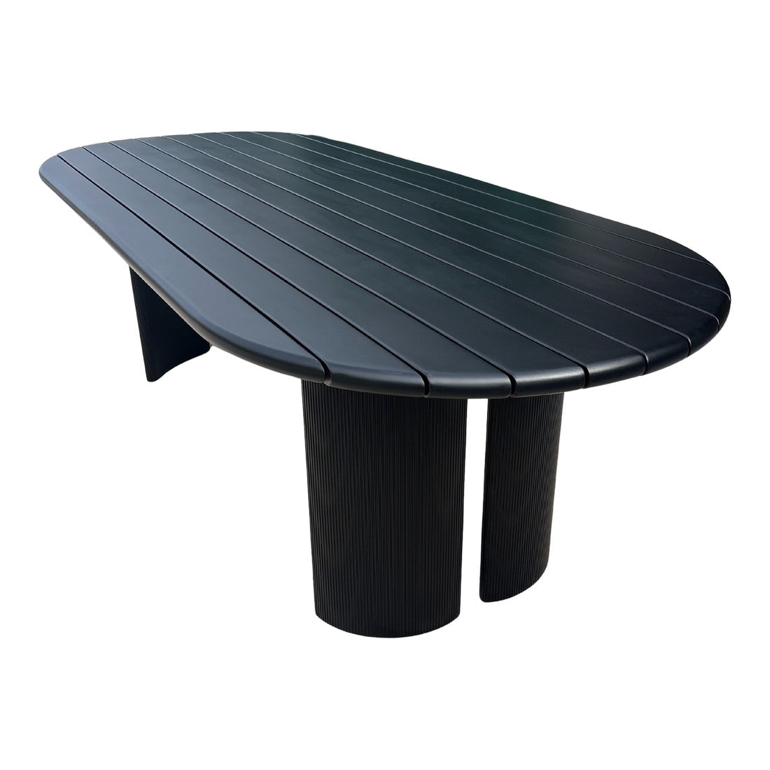 Restoration Hardware Striata Aluminum Rectangular Dining Table – 96" in Iron Finish (1 of 12)