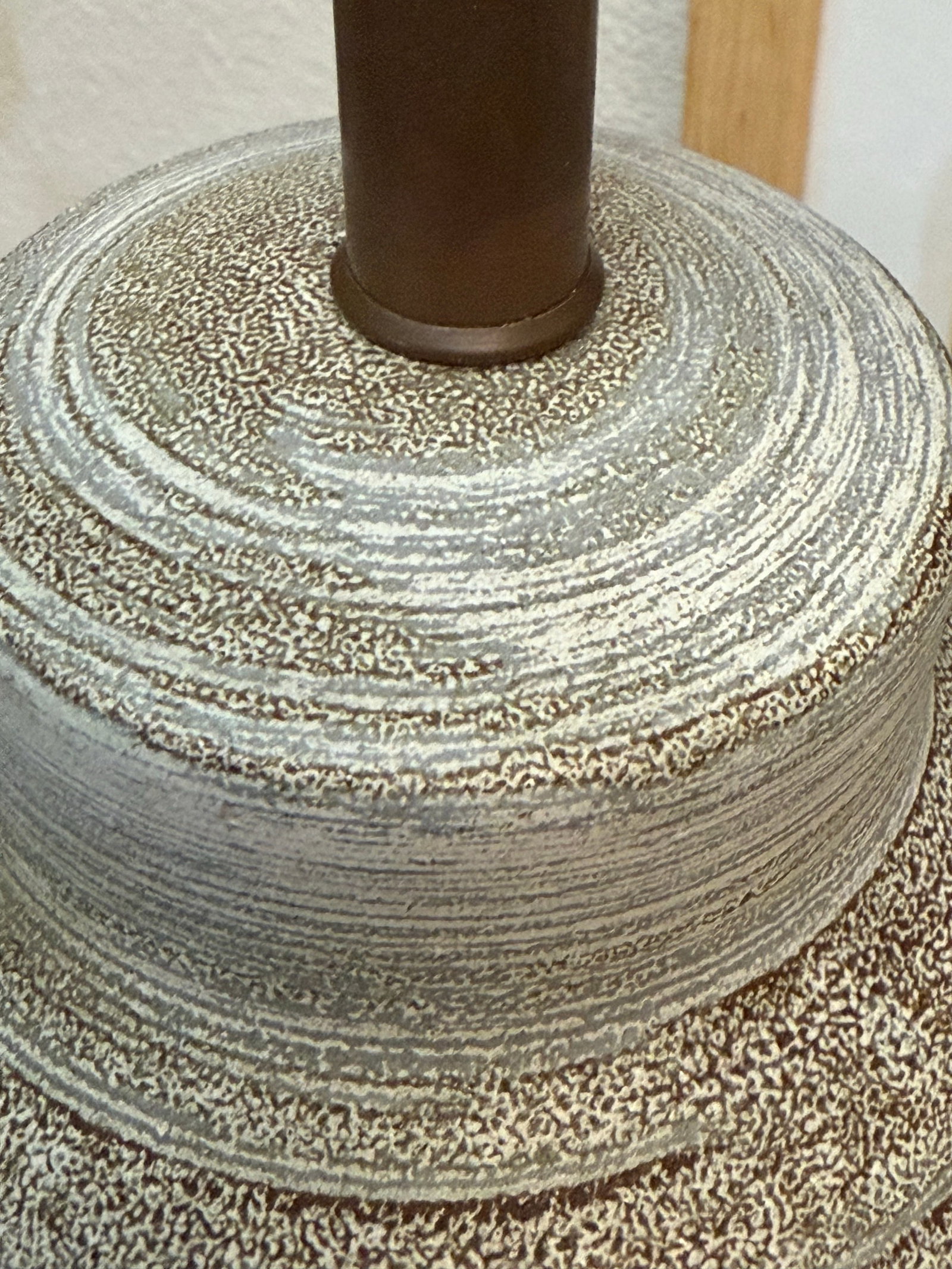 Ceramic Light Grey Hand Made Studio Glaze Vintage Mid Century Dutch Table Lamp - 4
