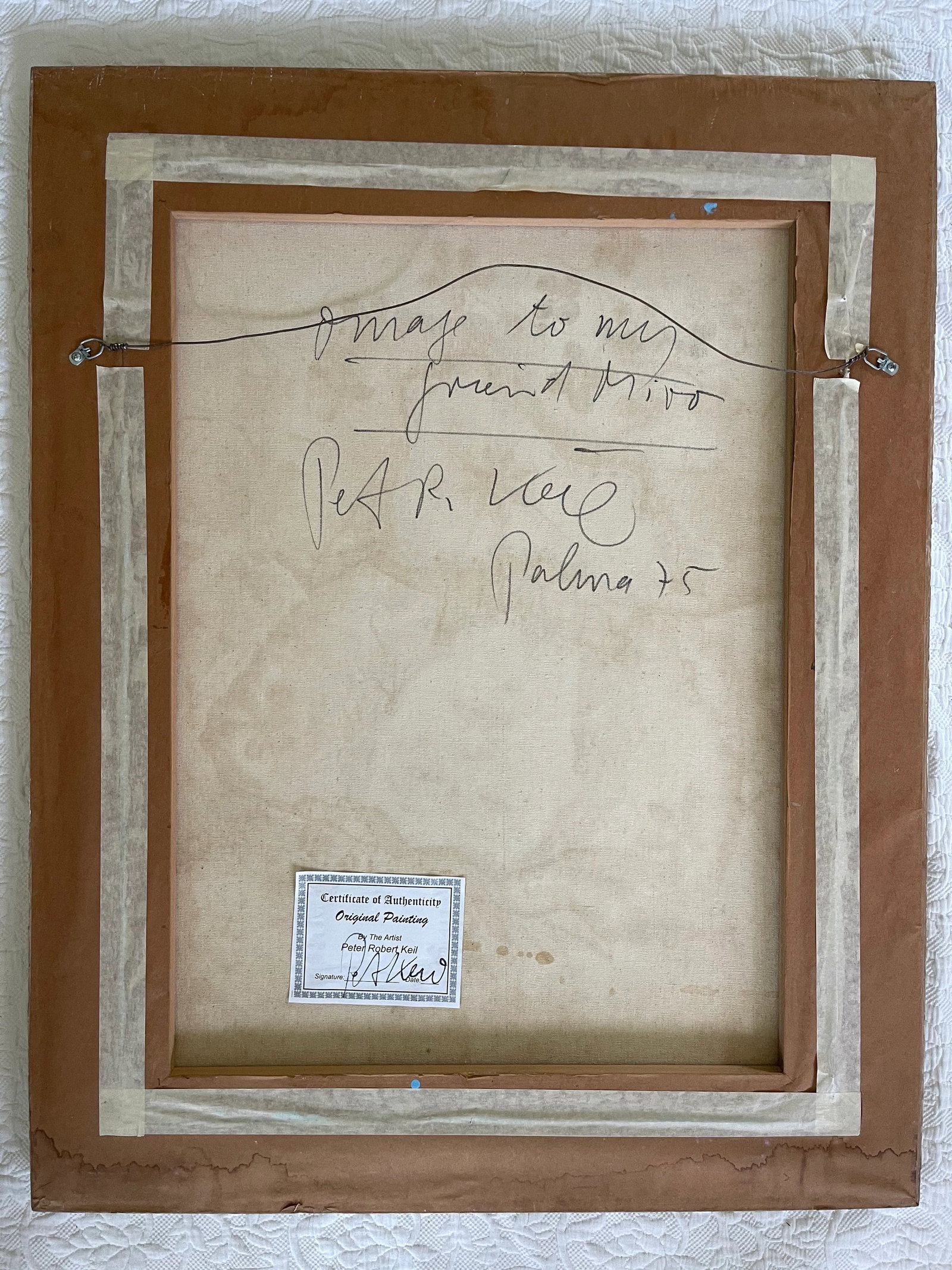 1970s "Omage to My Friend Miro" Abstract Acrylic Painting by Peter Keil, Framed - 4