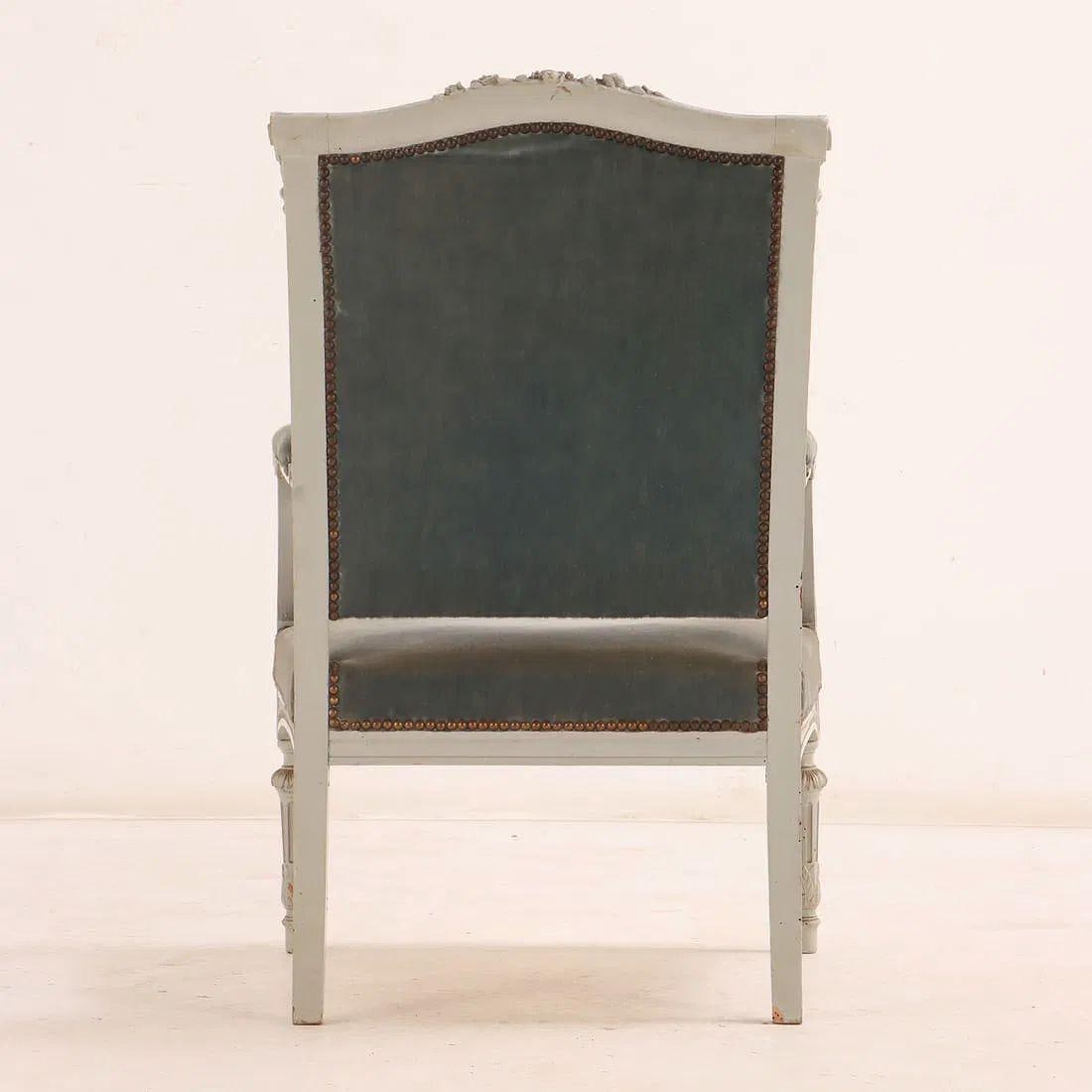 Pair of Louis XVI-style (Neoclassical) French Arm Chairs, Late 19th Century - 4
