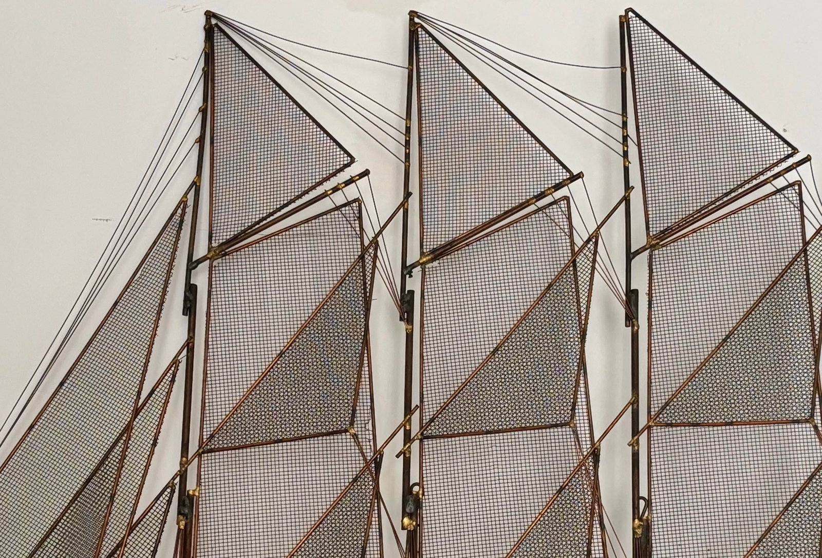 1970s Modern Copper Schooner Sailing Ship Wall Sculpture by Curtis Jeré - 3