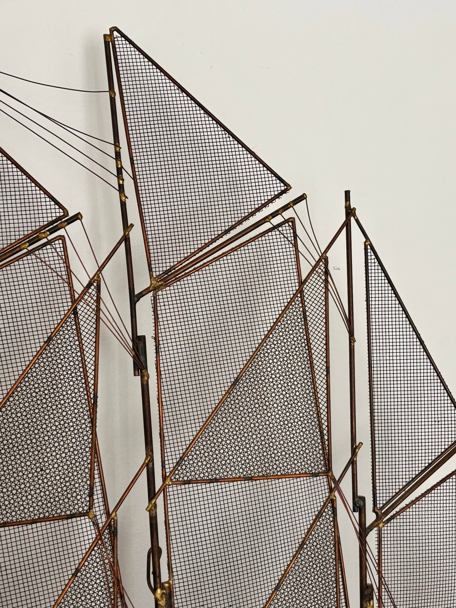 1970s Modern Copper Schooner Sailing Ship Wall Sculpture by Curtis Jeré - 7