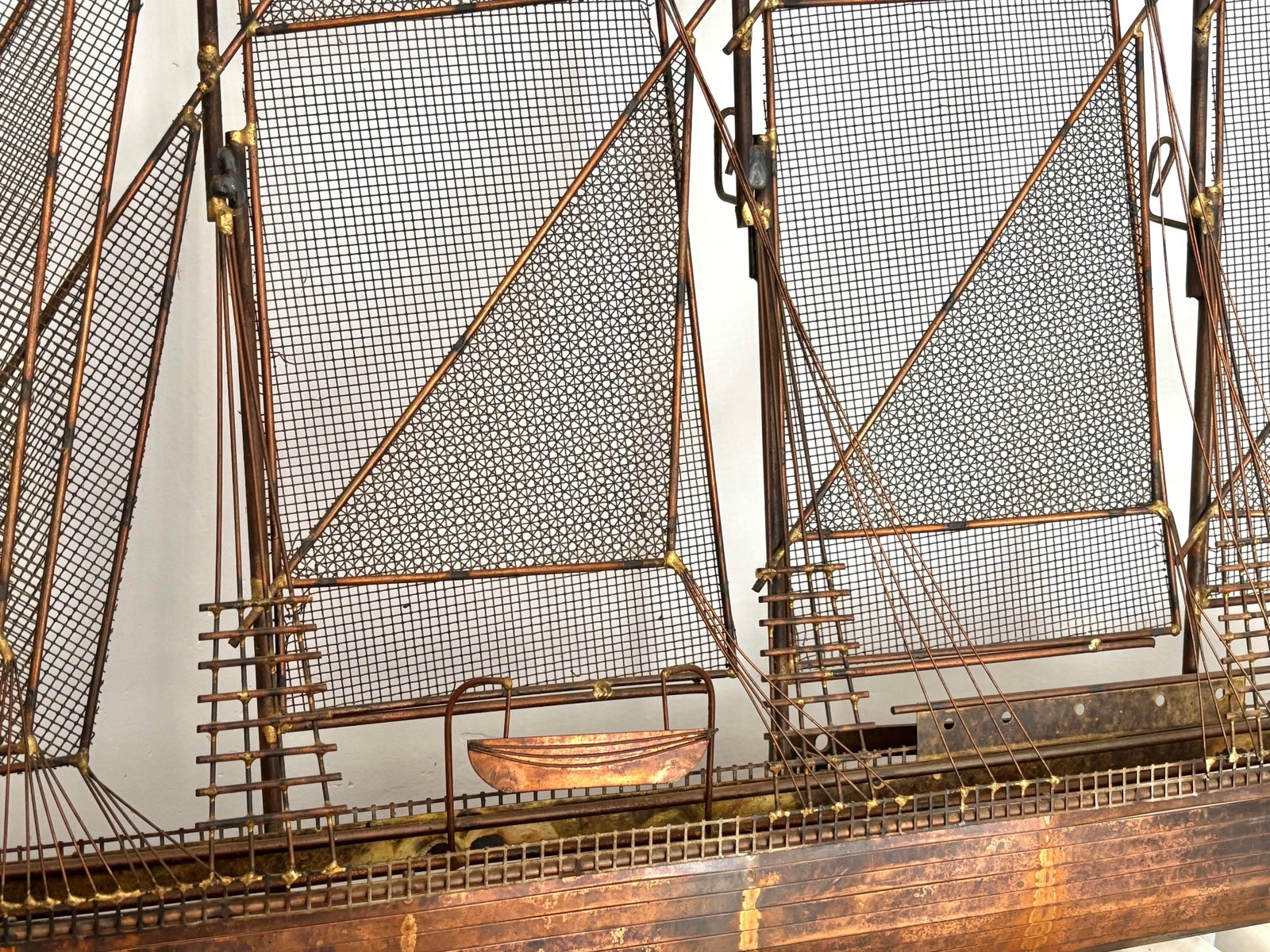 1970s Modern Copper Schooner Sailing Ship Wall Sculpture by Curtis Jeré - 9