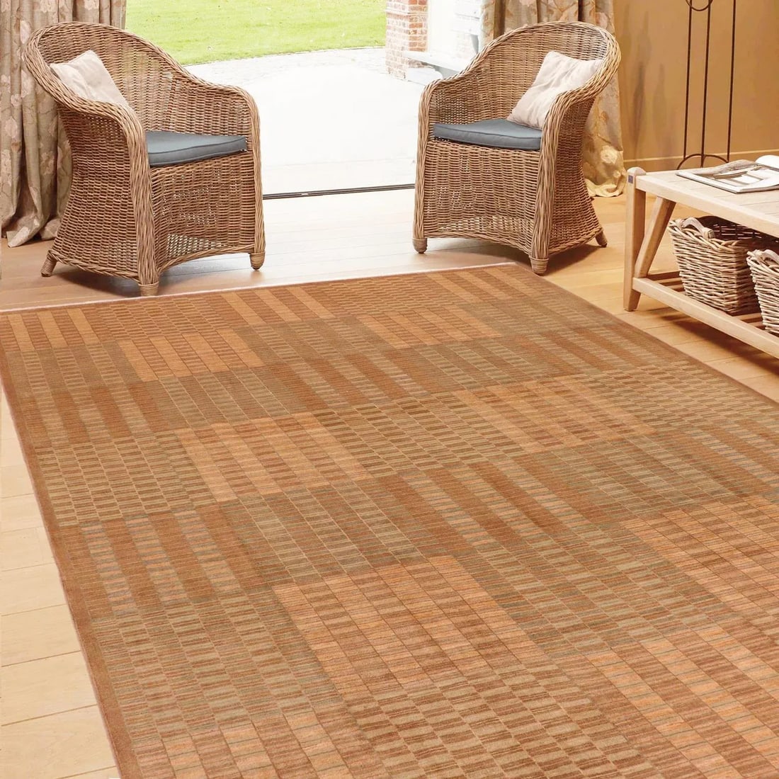 1980s 1980s Boho Chic Gabbeh Brown/Beige Wool Rug - 10'0" X 13'4" - 2
