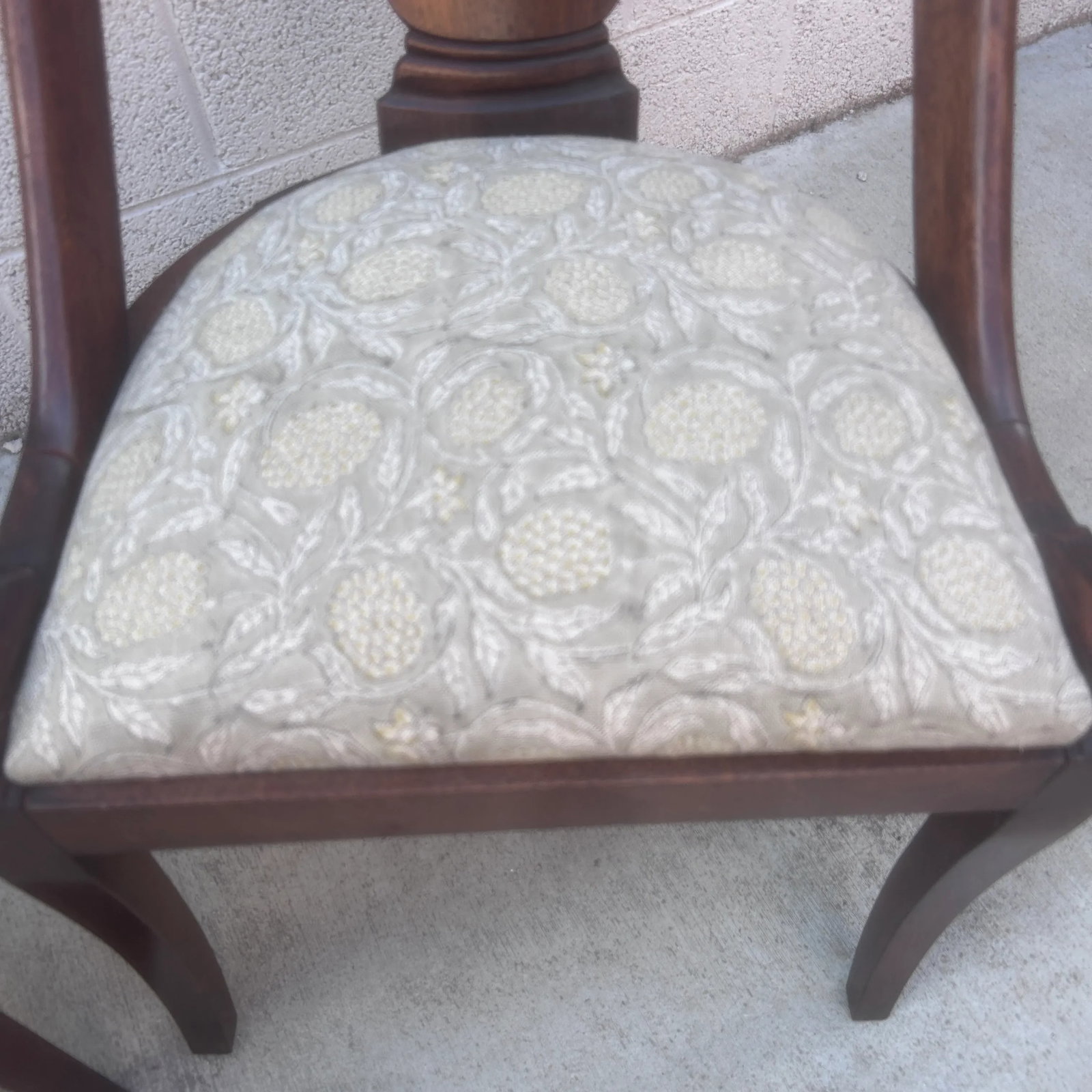 Late 19th Century French Empire Style Chairs With Floral Block Print Linen Upholstered Seat - A Pair - 10