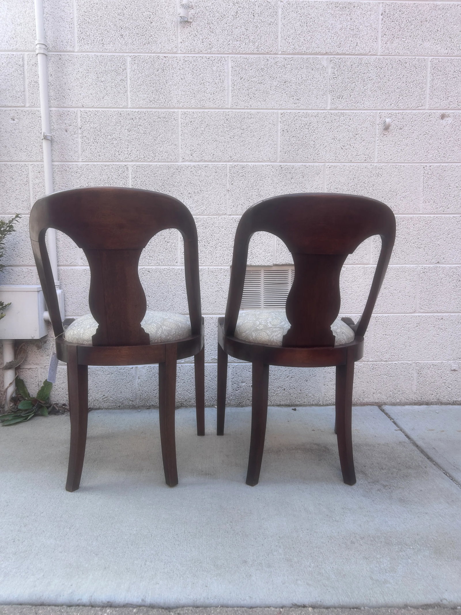 Late 19th Century French Empire Style Chairs With Floral Block Print Linen Upholstered Seat - A Pair - 5
