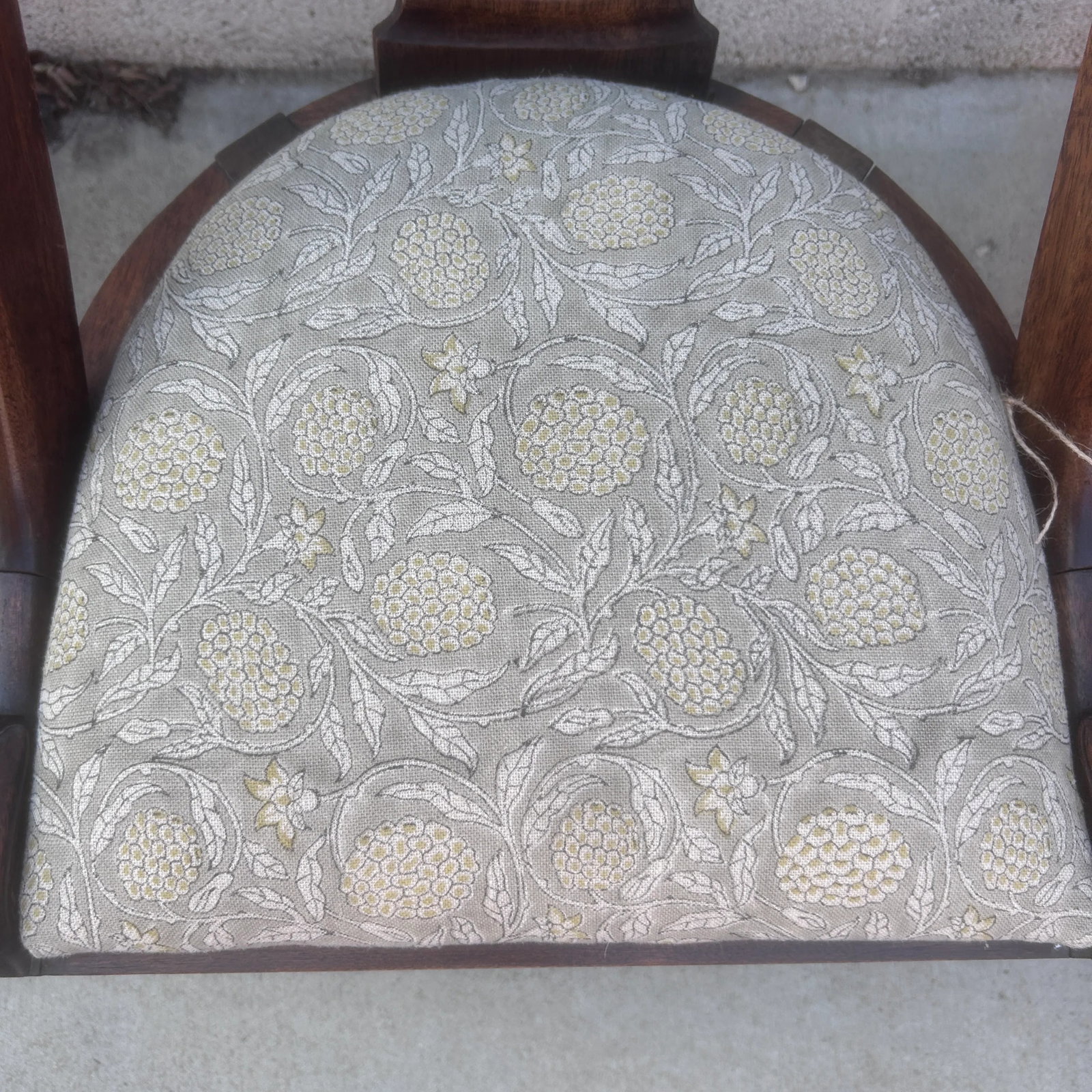 Late 19th Century French Empire Style Chairs With Floral Block Print Linen Upholstered Seat - A Pair - 8