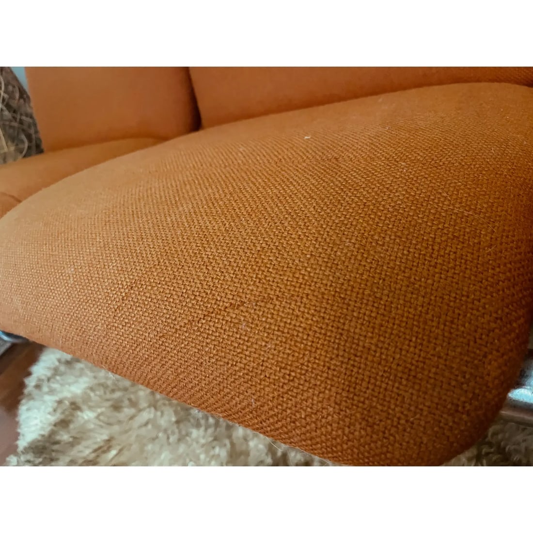 1970s, Mid-Century Modern Tubular Chrome Sofa by Allsteel in Orange - 11