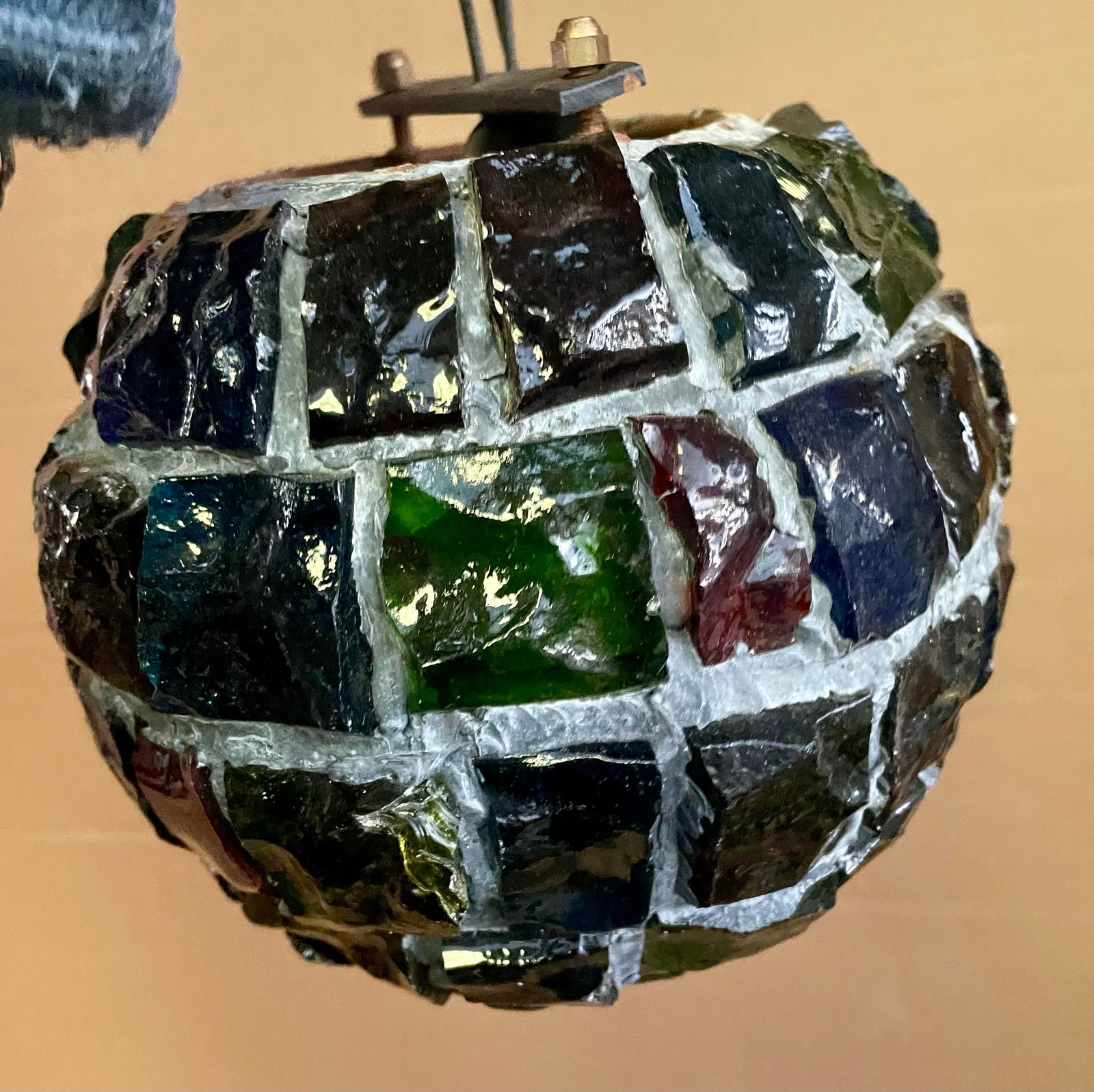 Peter Marsh Brutalist Hanging Colored Glass Chunk Fragment Globe Pendant Light - 10