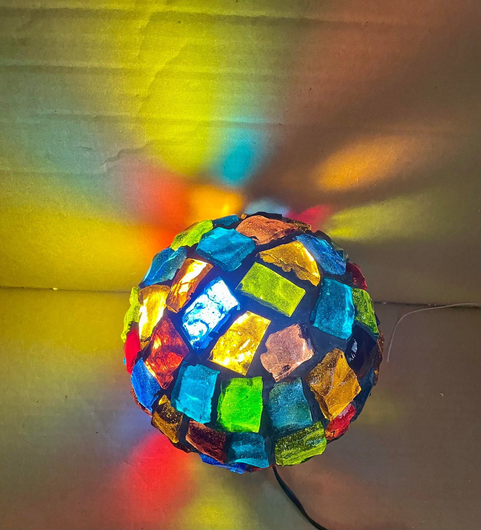 Peter Marsh Brutalist Hanging Colored Glass Chunk Fragment Globe Pendant Light - 6
