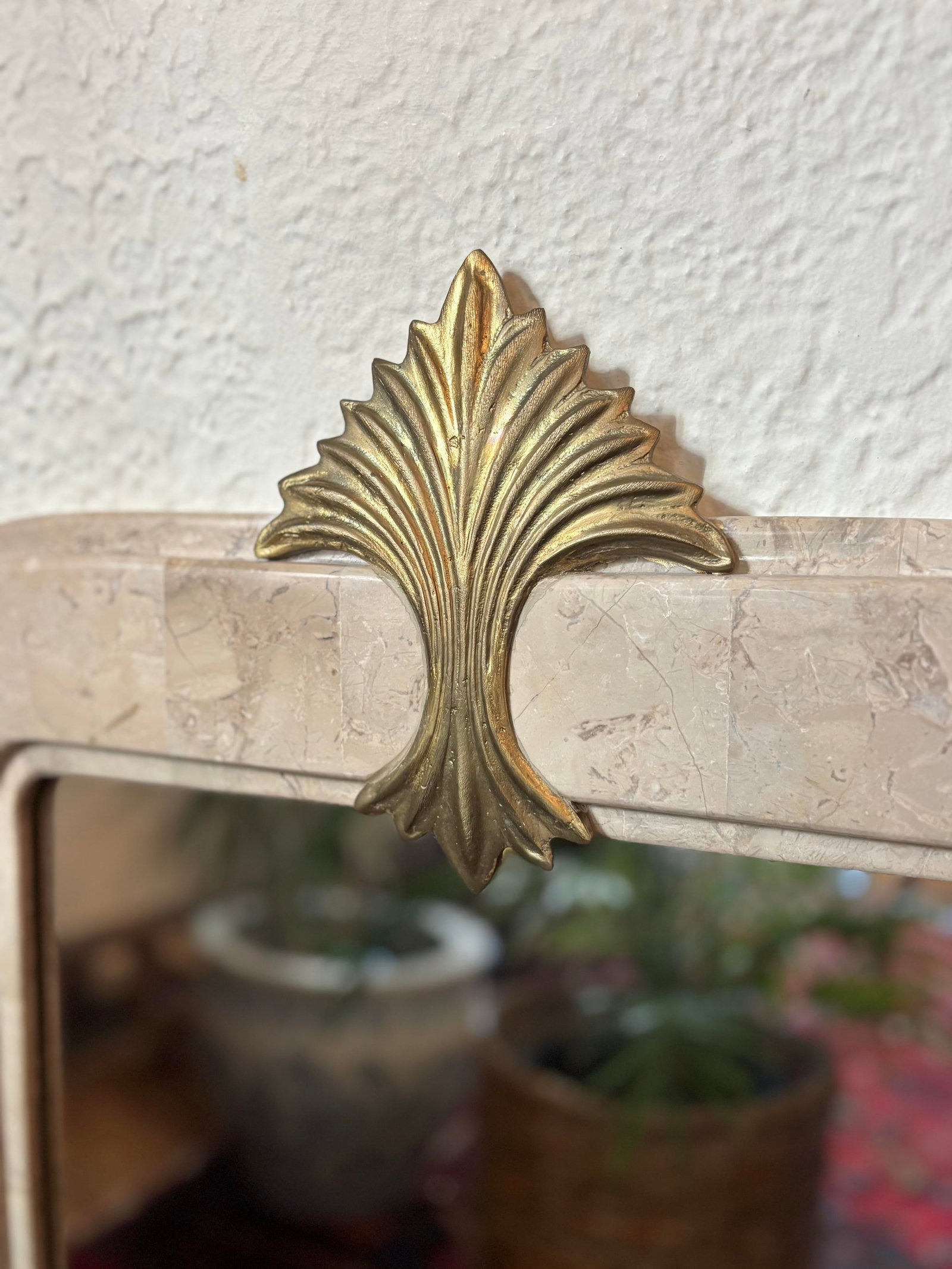Vintage Tessellated Stone Mirror With Gold Accent - 4