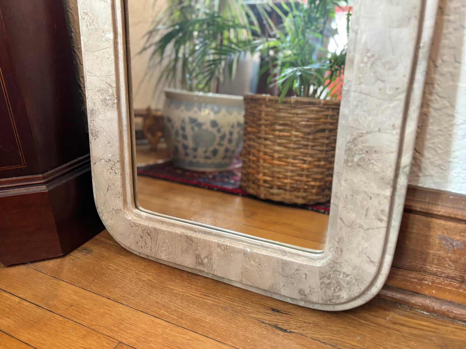 Vintage Tessellated Stone Mirror With Gold Accent - 6