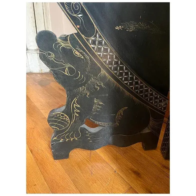 1950s Coromandel Black Laquer Chinoiserie Screen Room Divider - 9