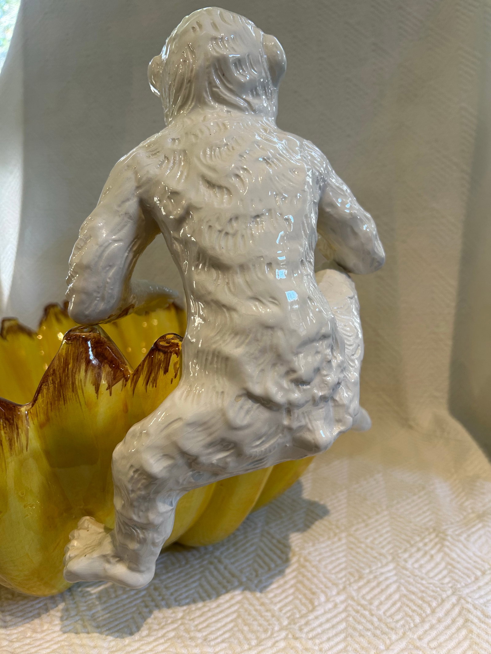 1980's Horchow Italian Majolica Ceramic Monkey and Banana Bowl - 6