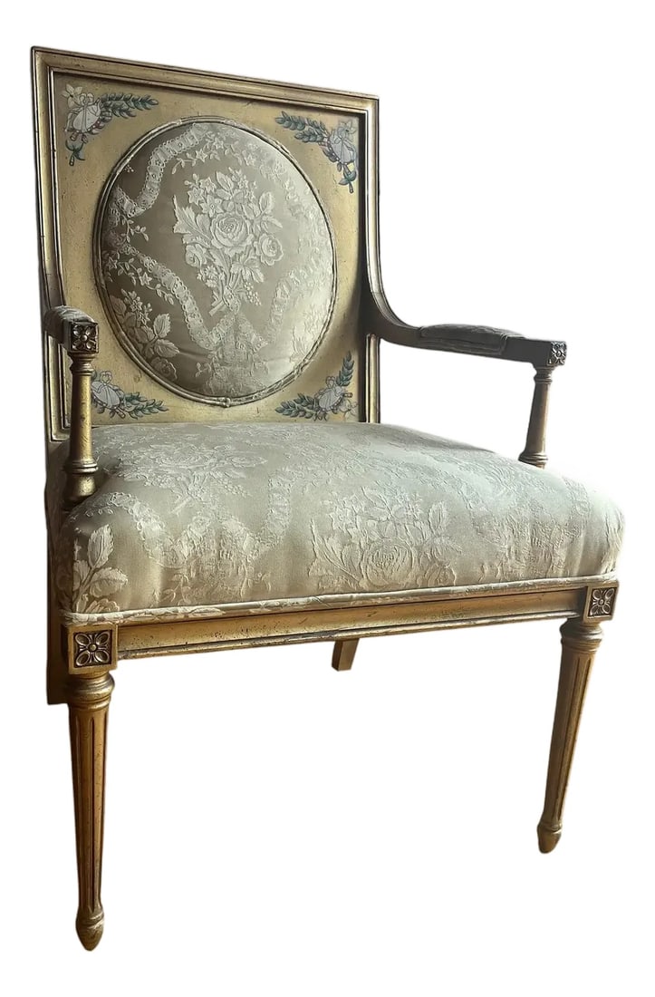 Early 20th Century French Louis XVI Style Neoclassical Arm Chair (1 of 12)
