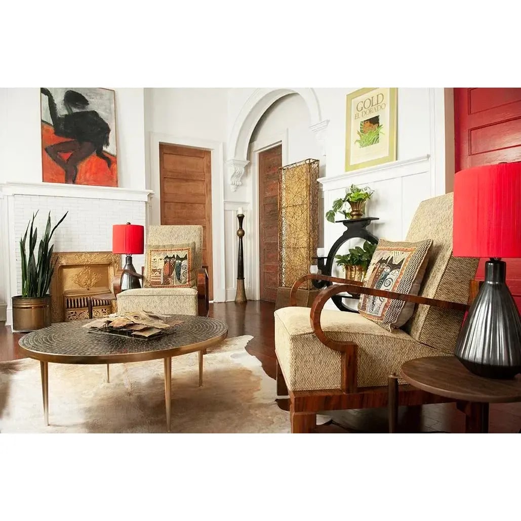 Pair of 1980s Postmodern Ceramic Lamps With Custom Red Pleated Shades - 2