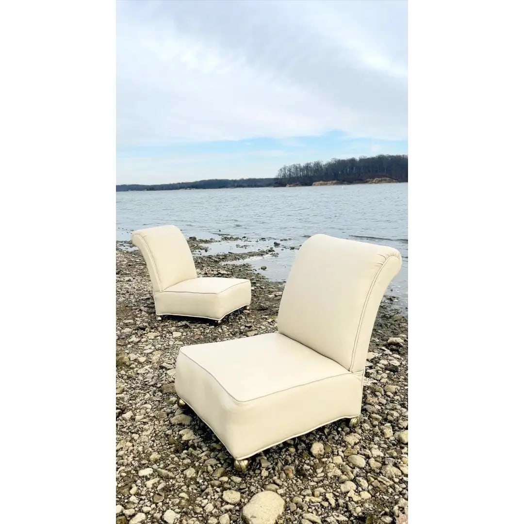 1950s Mid-Century Modern, Italian Leather Slipper Chairs Circa 1950s - 2